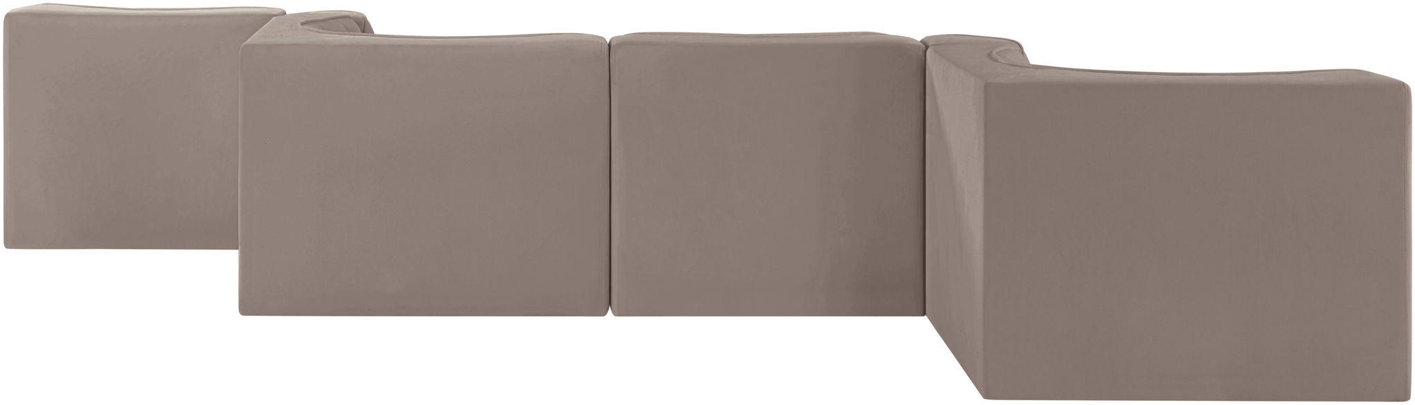 Rummi - Rounded Velvet Performance Fabric Upholstered 6 Piece Modular Sectional