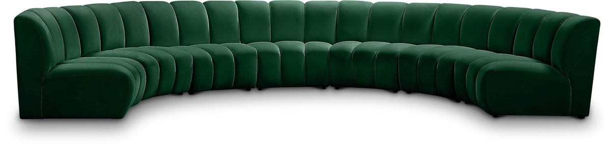 Infinity - 7 Piece Velvet Modular Sectional - Green