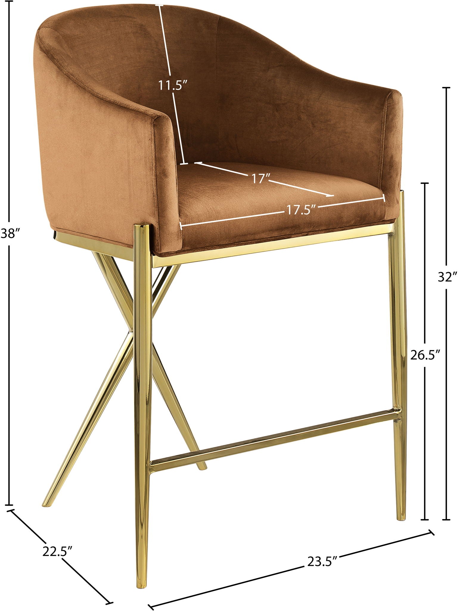 Xavier - Counter Stool with Gold Legs