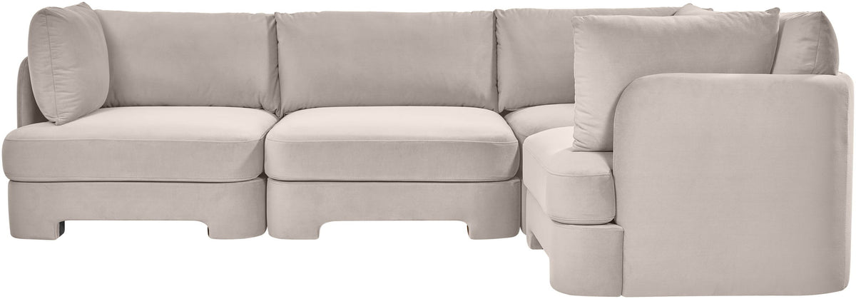 Hammond - Velvet Performance Fabric Upholstered 4 Piece Sectional