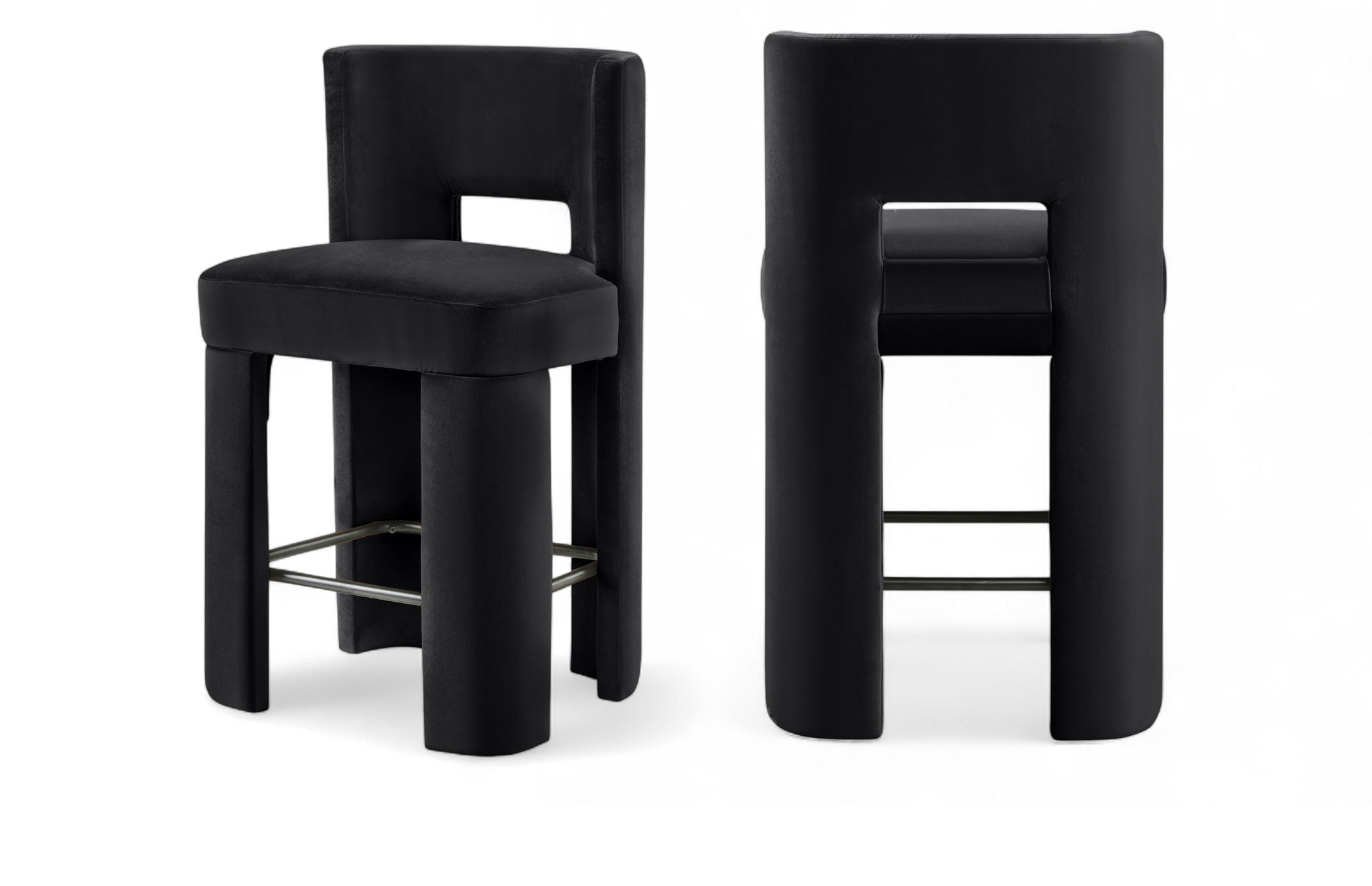 Zuno - Velvet Performance Fabric Upholstered Counter Stool (Set of 2)