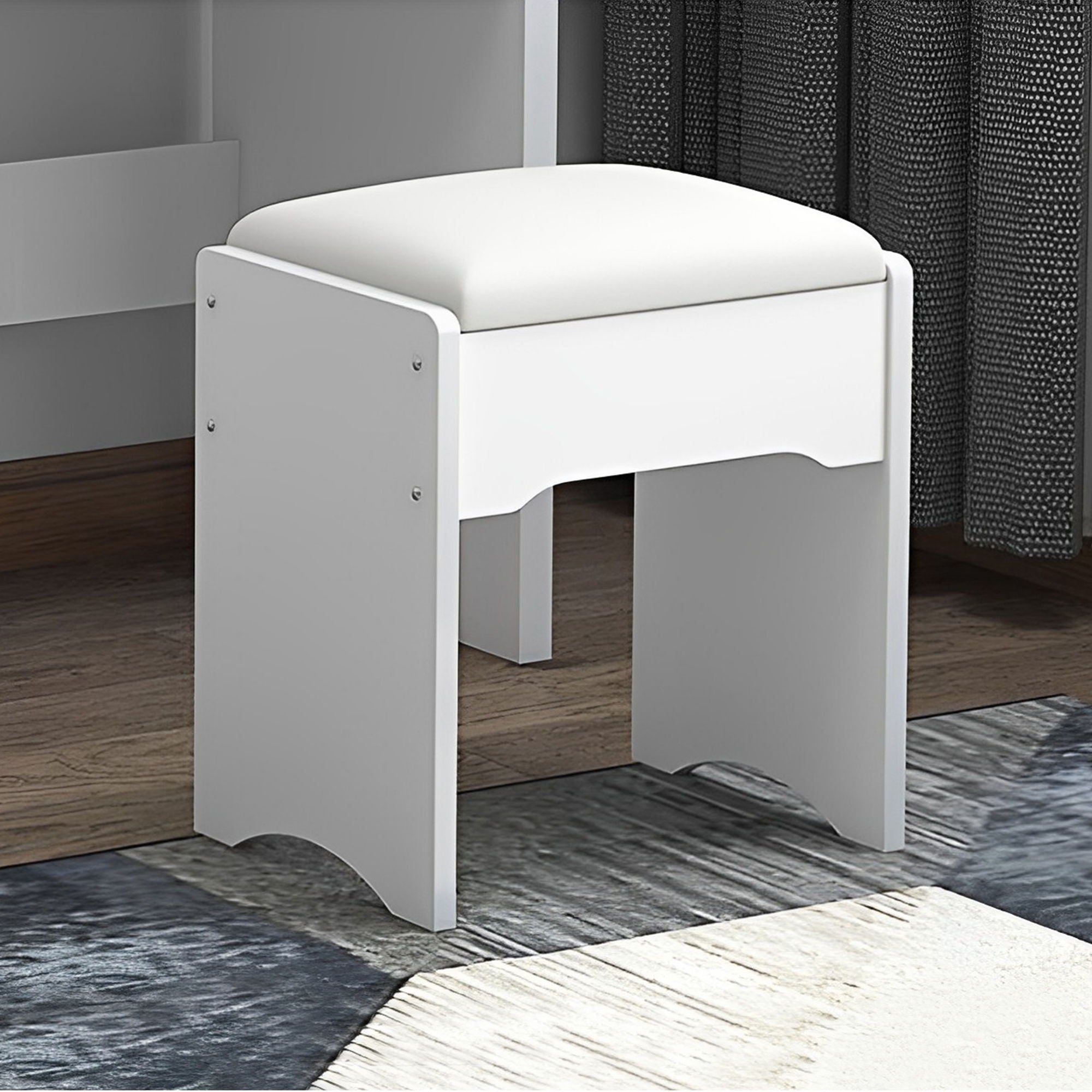 Vanity Desk With Mirror And Lights For Makeup And Chair Set With 3 Adjustable LED Lighting, 4 Drawers - White