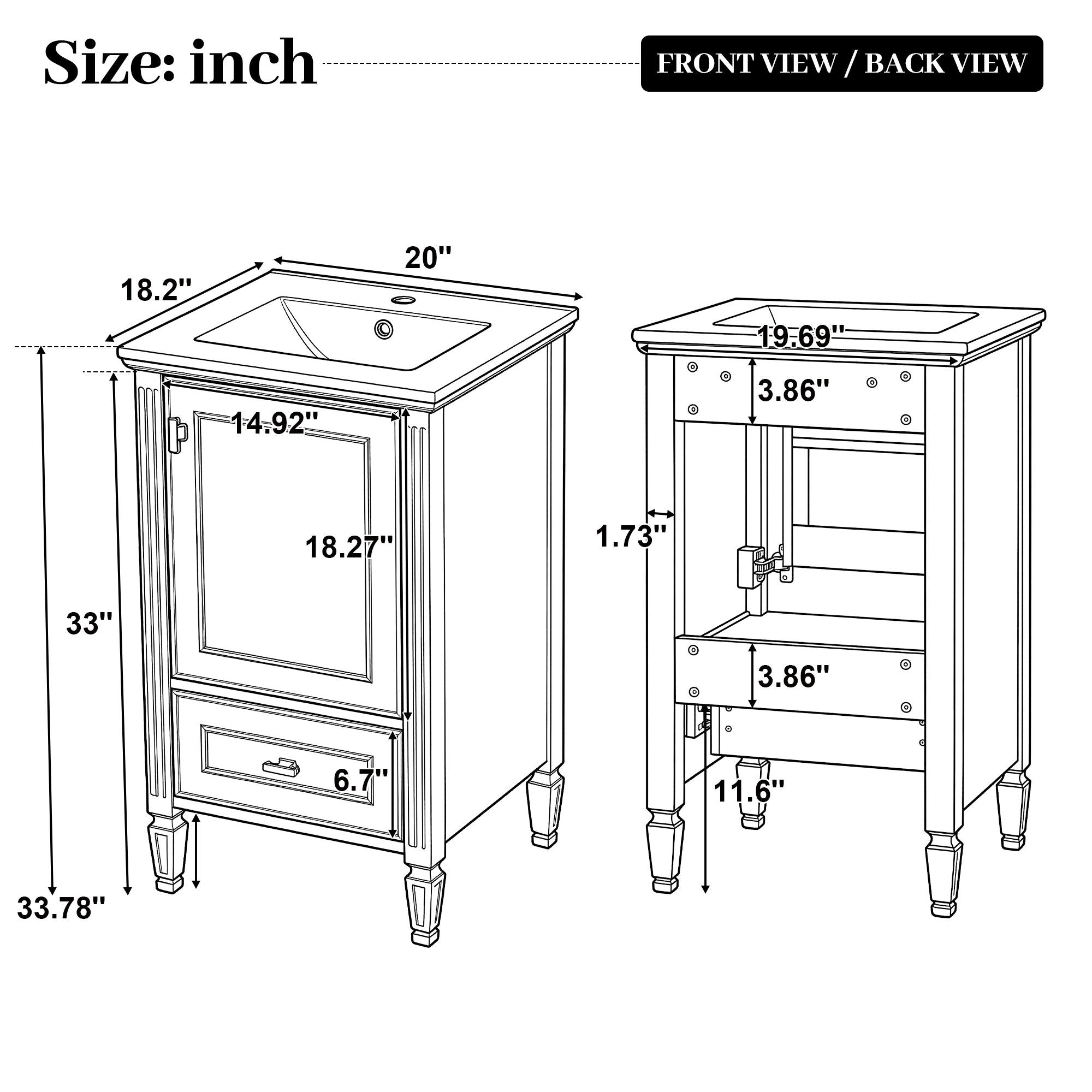 Bathroom Vanity & Sink, Freestanding Storage Cabinet, Soft Close Drawers & Doors - Green