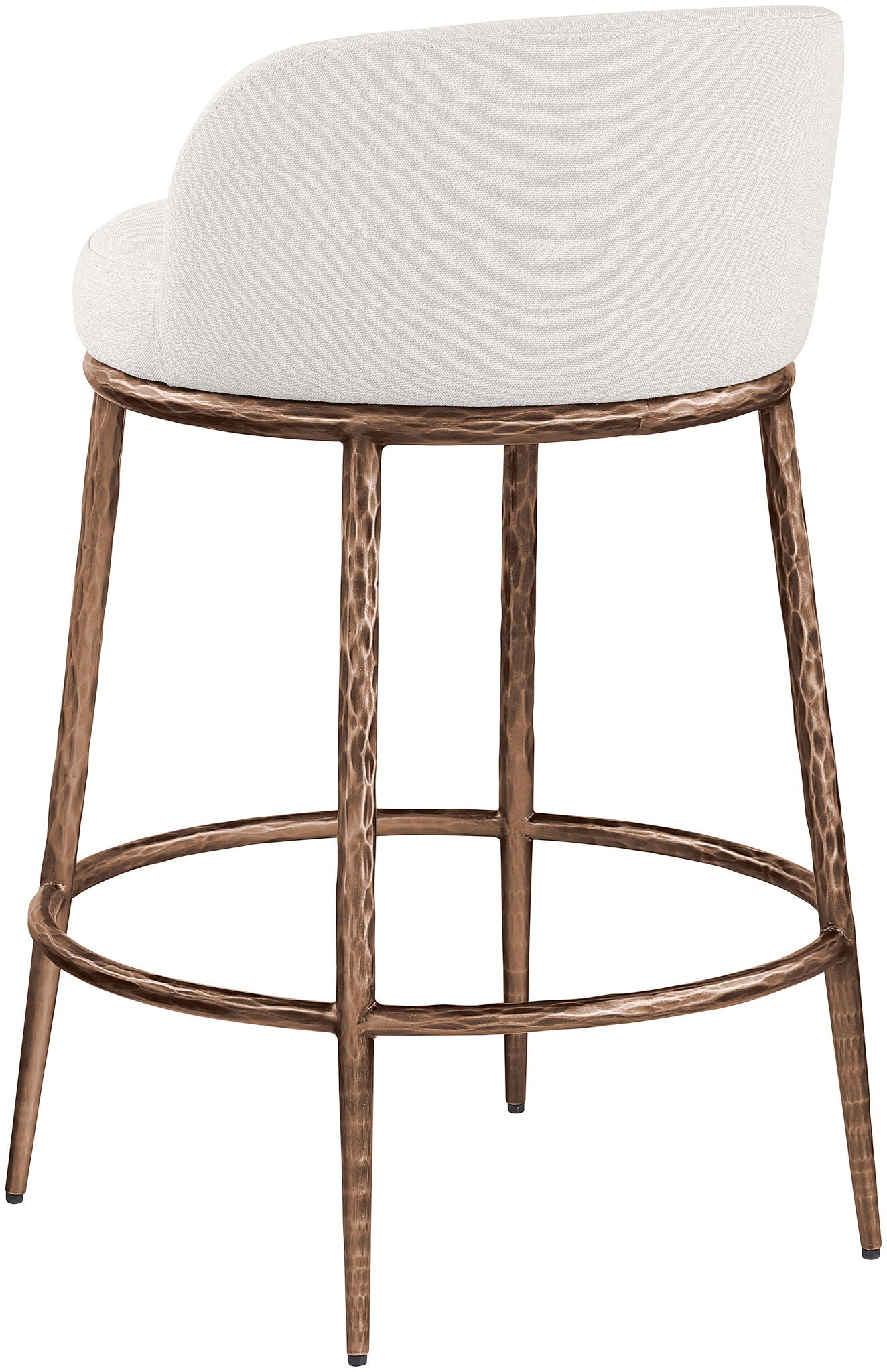 Ferro - Linen Textured Performance Fabric Upholstered Counter Stool - Cream / Brushed Bronze