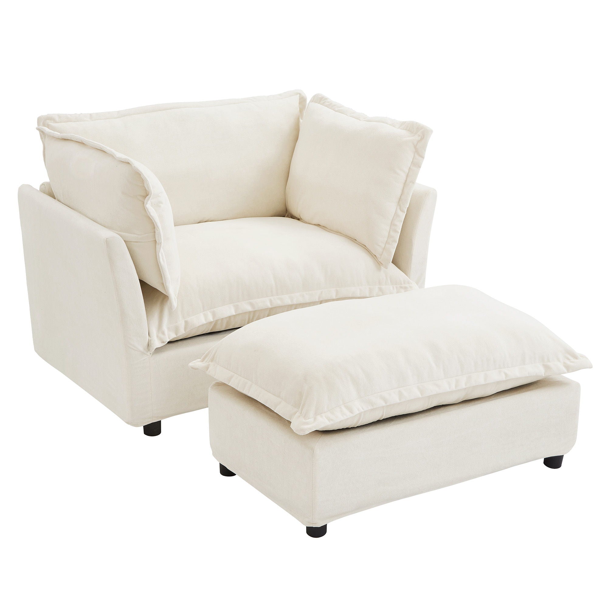 Modern Armchair Sofa With Movable Ottoman