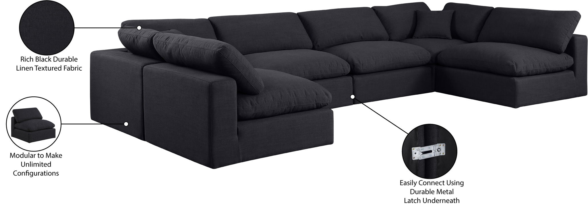 Comfy - 6 Piece Linen Modular Armless Sectional