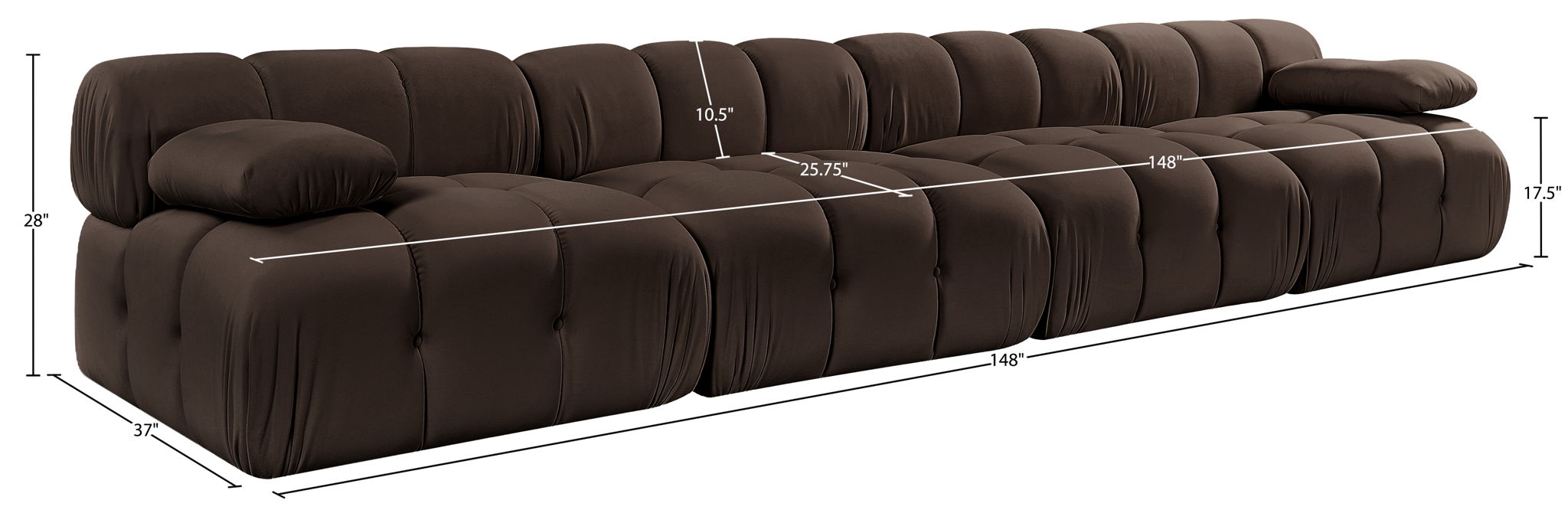 Orin - Velvet 4 Piece Modular Sofa