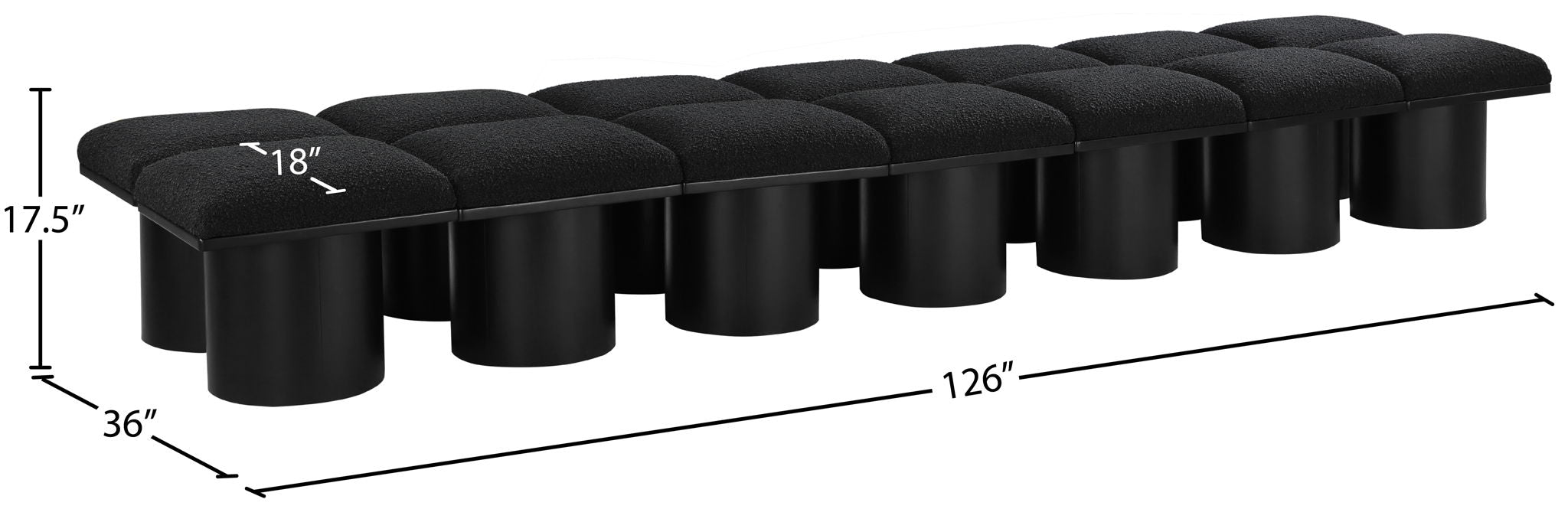 Pavilion - 14 Piece Modular Bench With Black Base