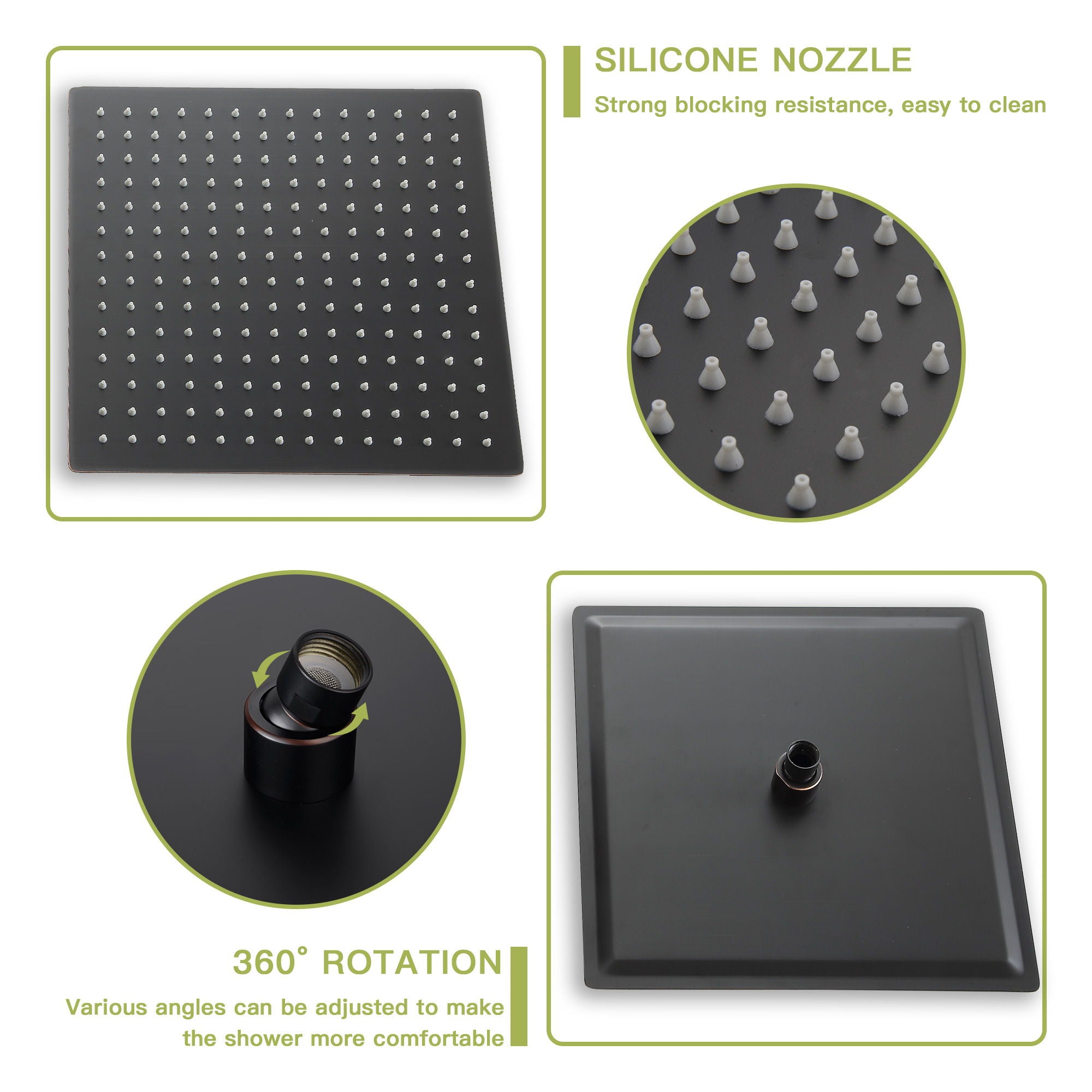 Shower System With Waterfall Tub Spout And 16" Ceiling Mount Square Rain Shower - Oil-Rubbed Bronze