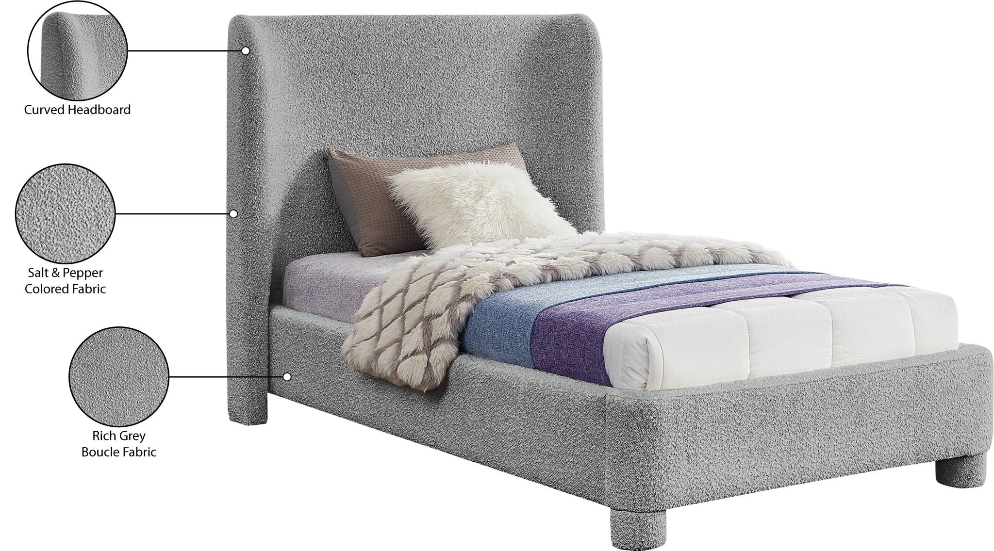 Penny - Boucle Fabric Bed