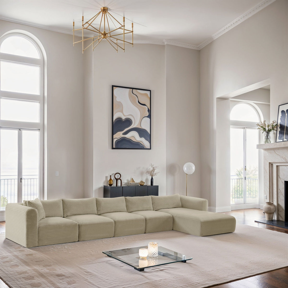 Shaggy - 5 Piece Modular Sectional With Chaise