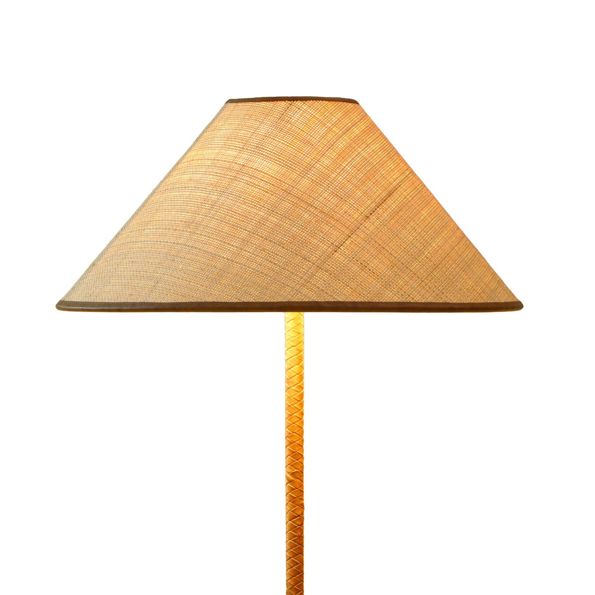 Keria - Vegan Leather And Raffia Designer Floor Lamp - Natural