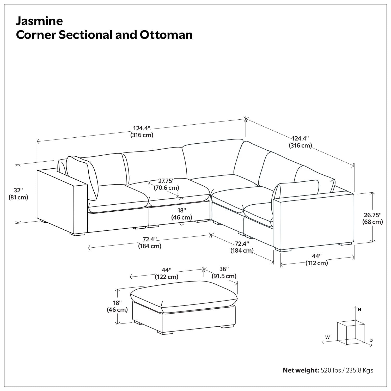 Jasmine - Handcrafted Sofa And Ottoman