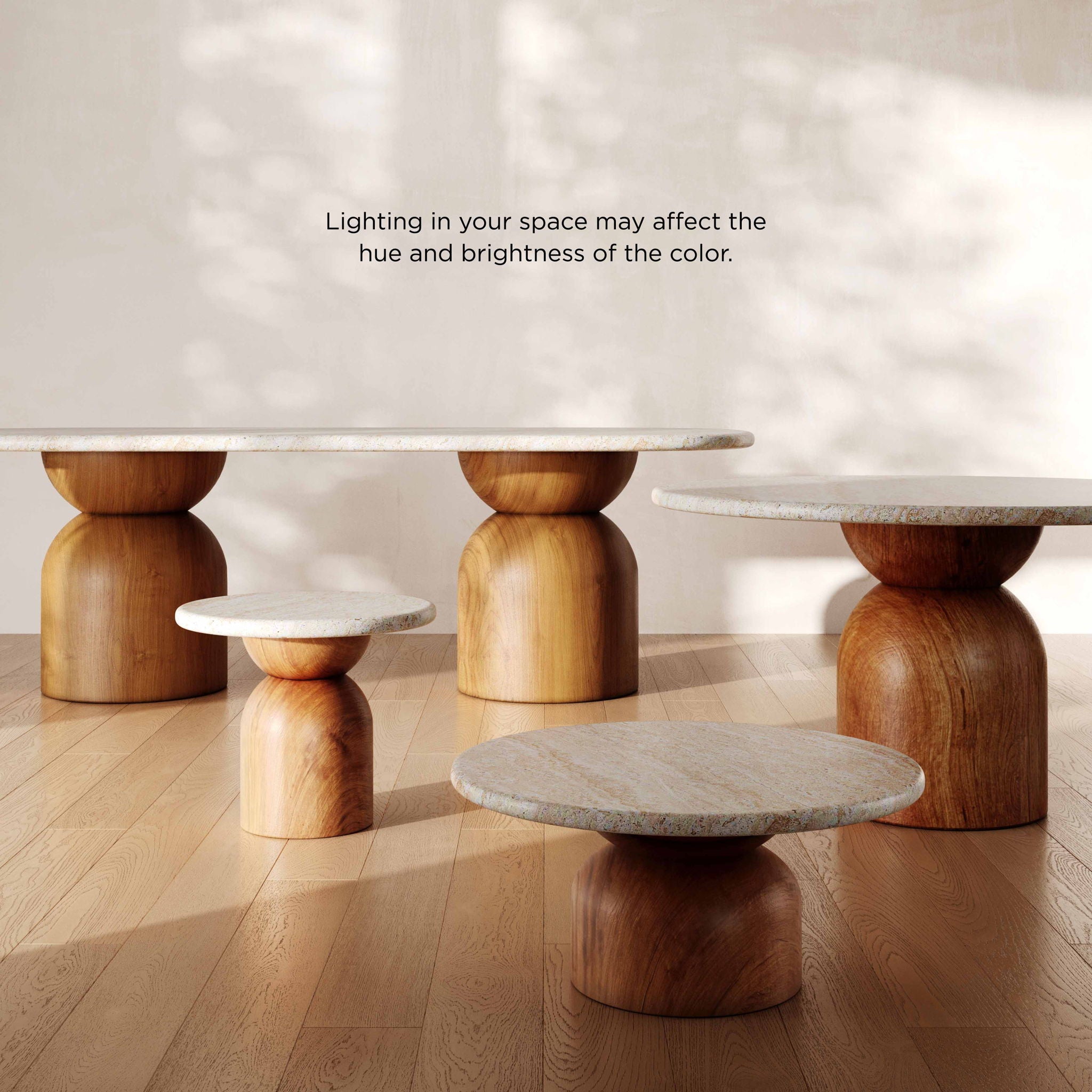 Cynthia - Concrete Indoor / Outdoor Round Dining Table - Travertine