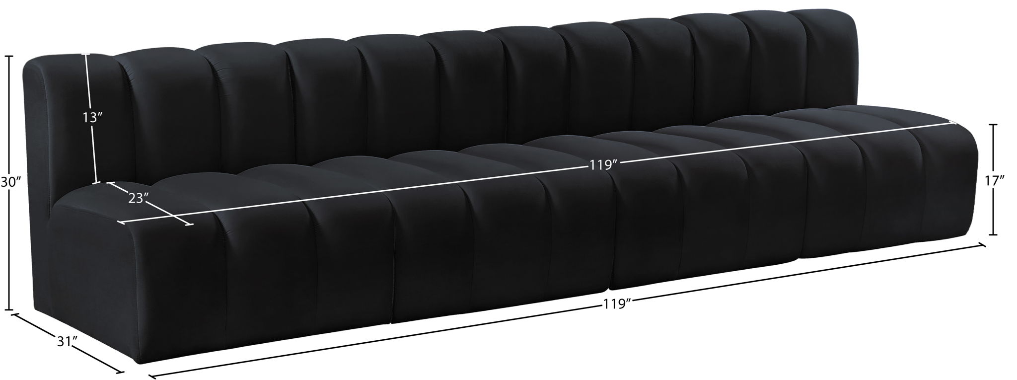 Arc - Velvet 4 Seats Modular Sofa