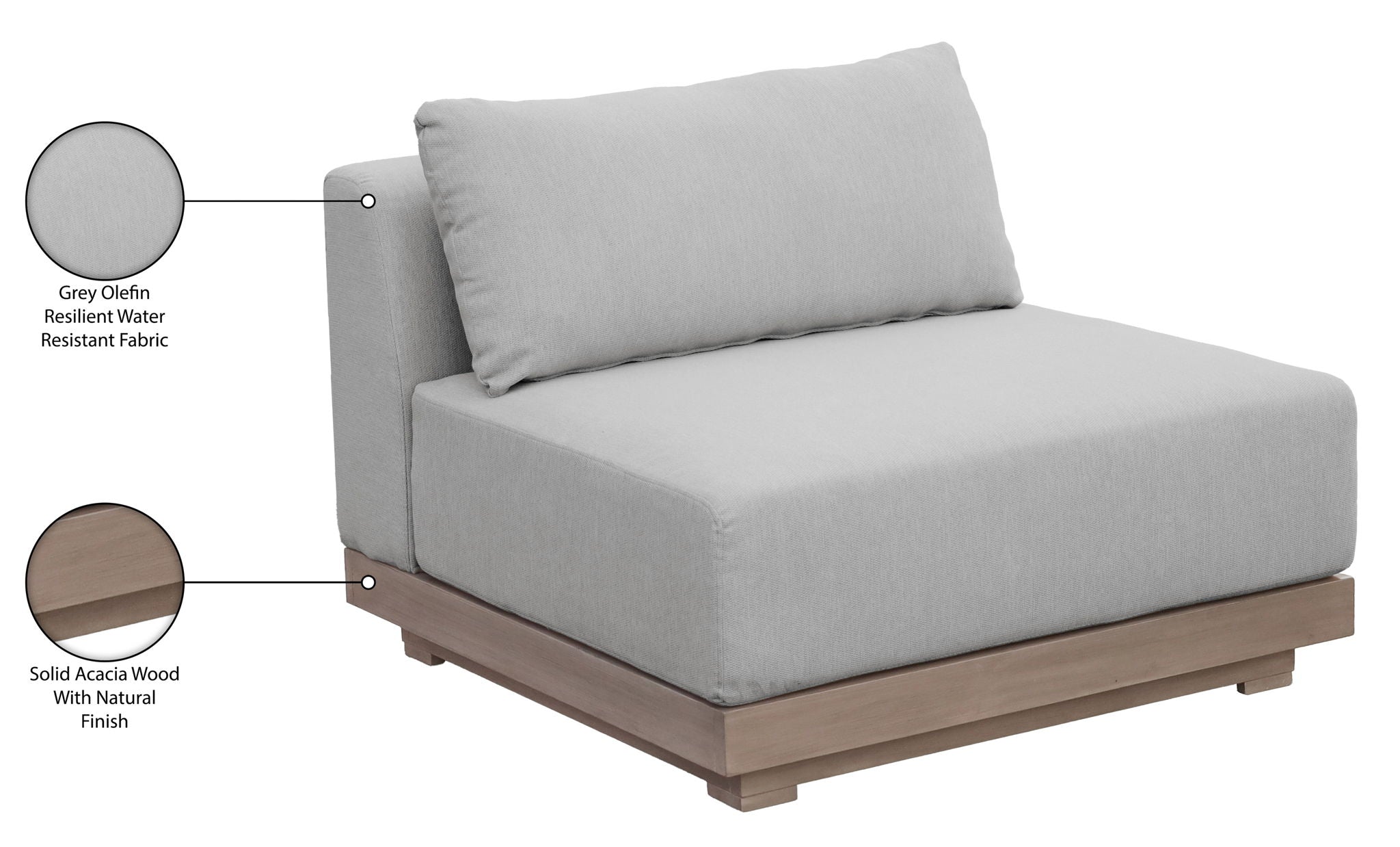 Solace - Olefin Performance Fabric Outdoor Patio Modular Armless Chair