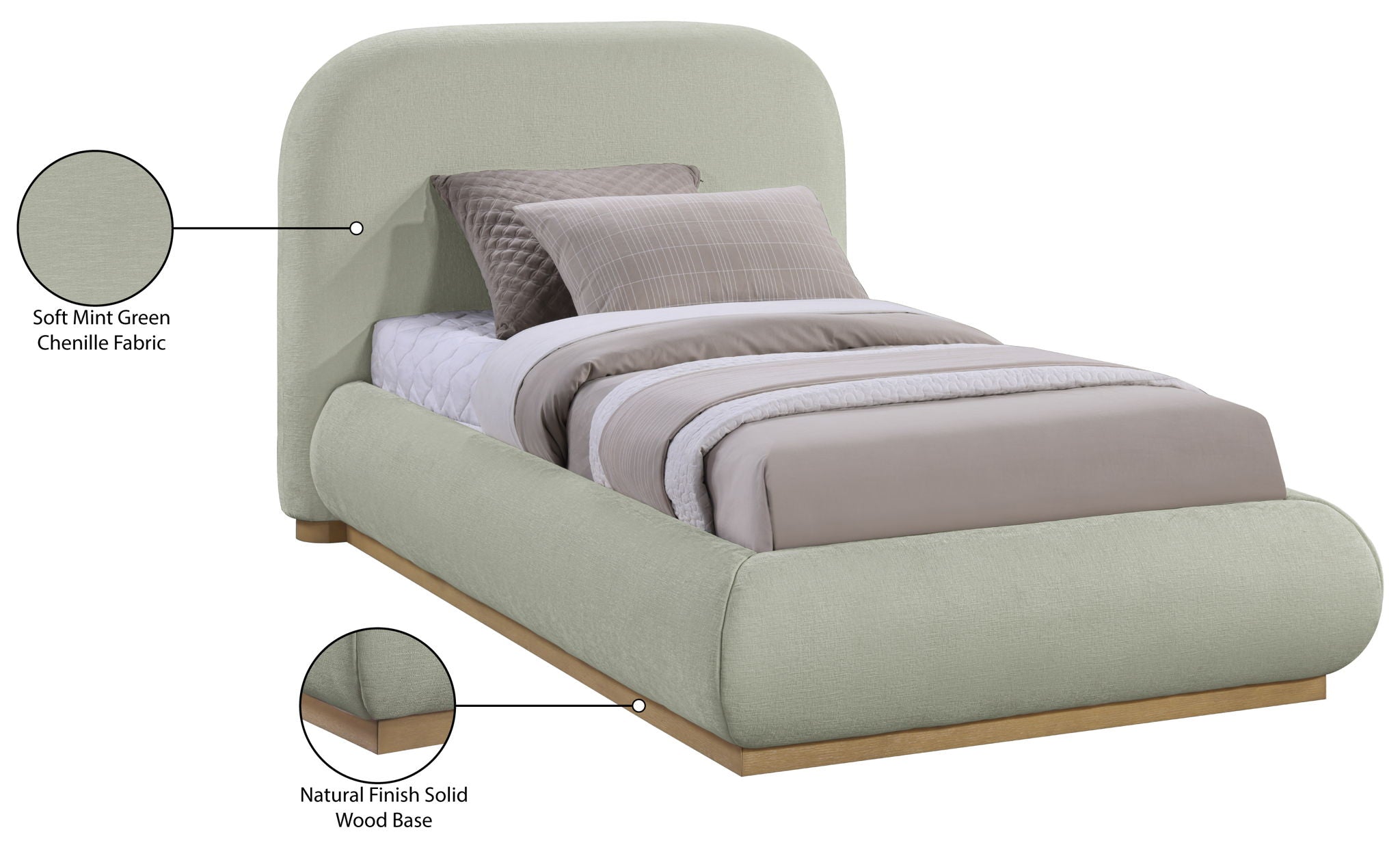 Vaughn - Chenille Bed With Natural Base
