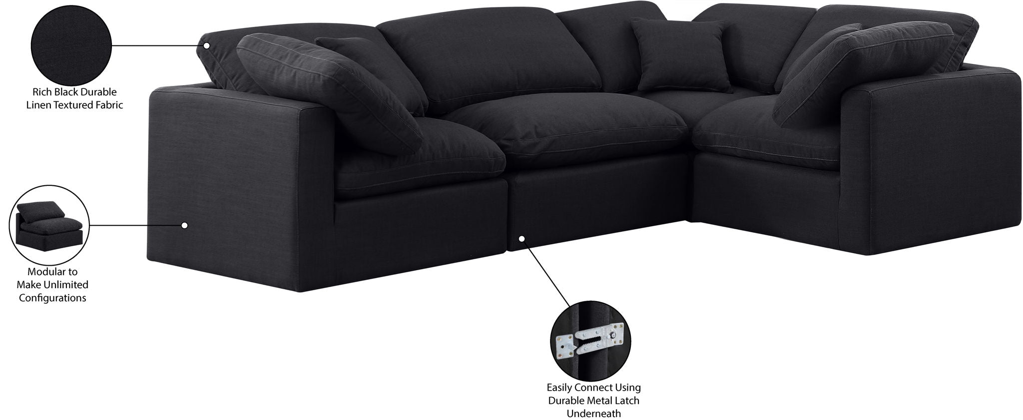 Indulge - Linen 4 Piece Modular Corner Sectional