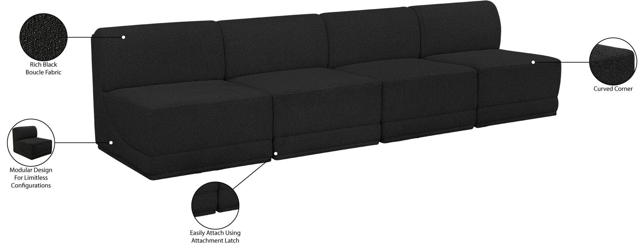 Ollie - 4 Seat Armless Modular Sofa