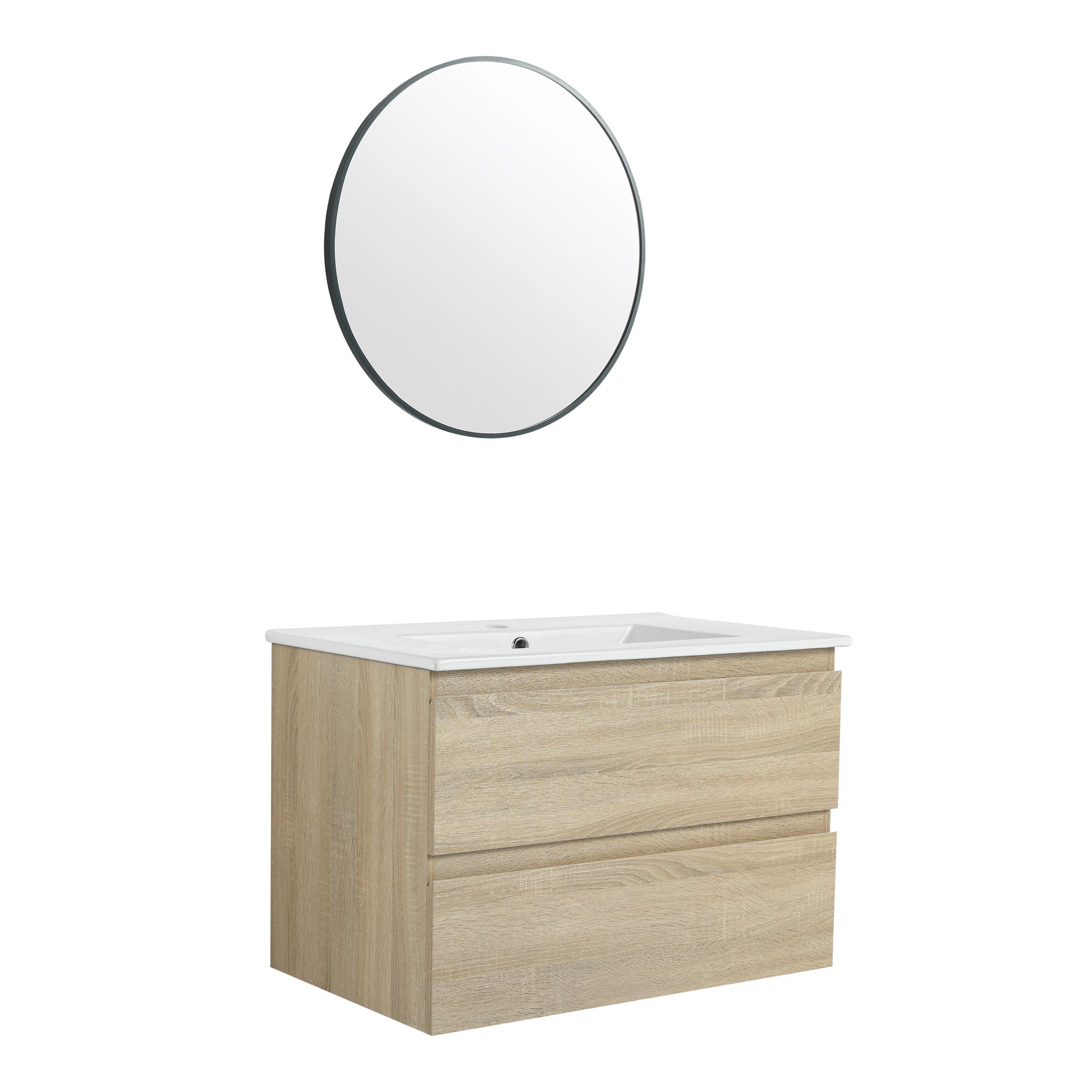 Wall Mounted Bathroom Vanity & Sink, 2 Soft Close Drawers