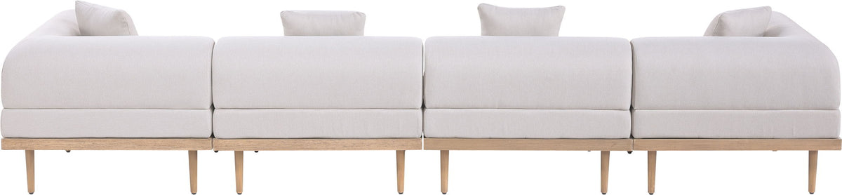 Laguna - 4 Piece Resilient Water Resistant Fabric 142" Upholstered Outdoor Patio Modular Sofa