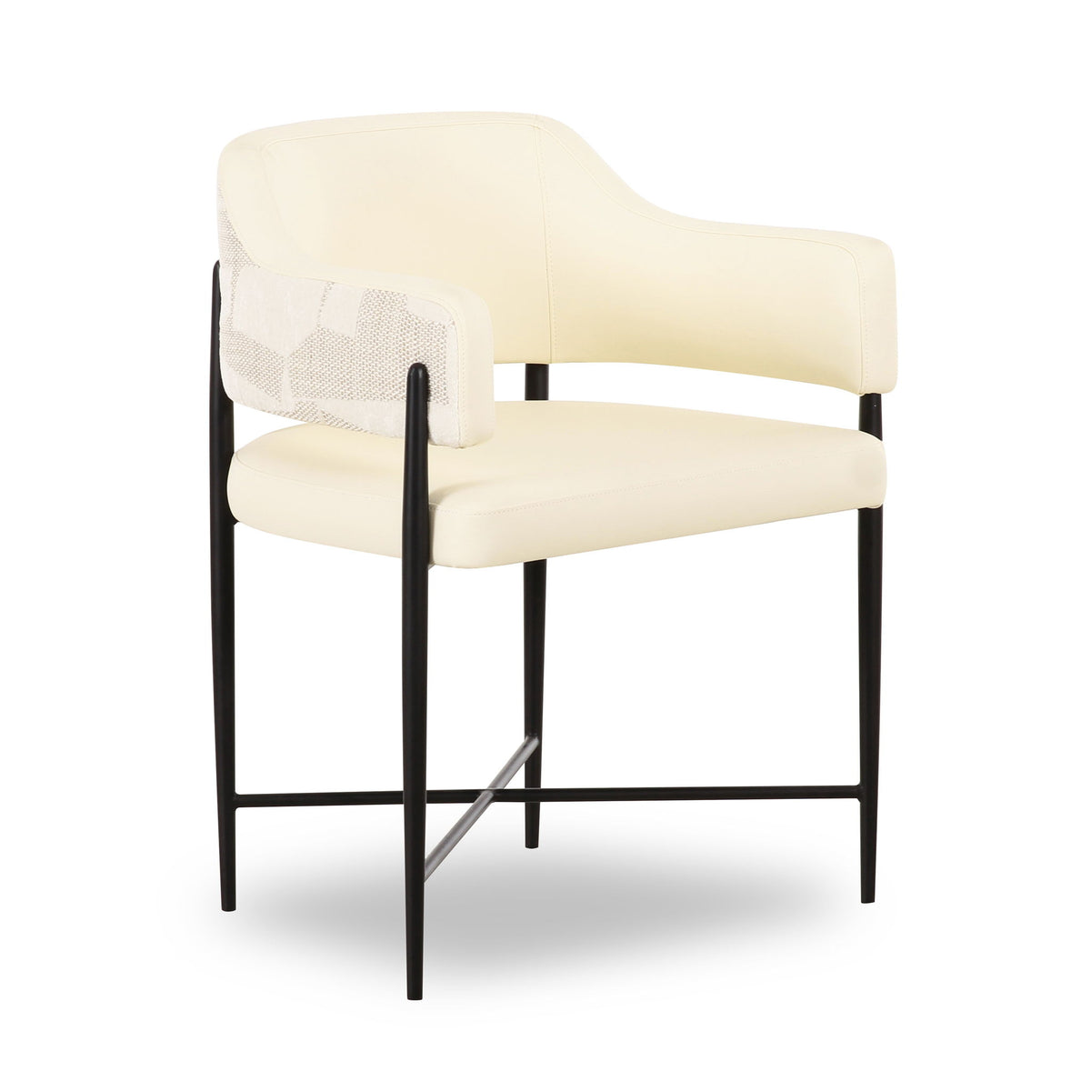 Sezanne - Vegan Leather And 2-Tone Jacquard Dining Chair - Cream