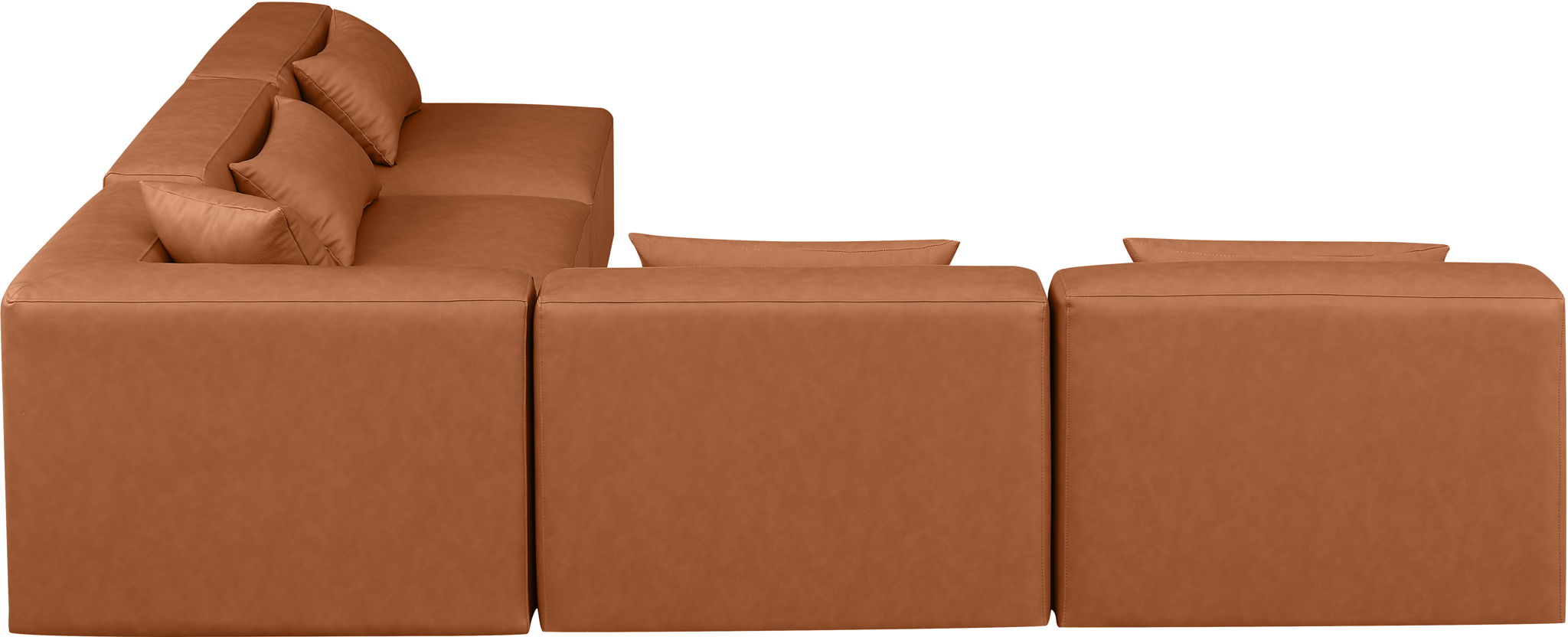 Cube - 5 Piece Modular Corner Armless Sectional - Cognac