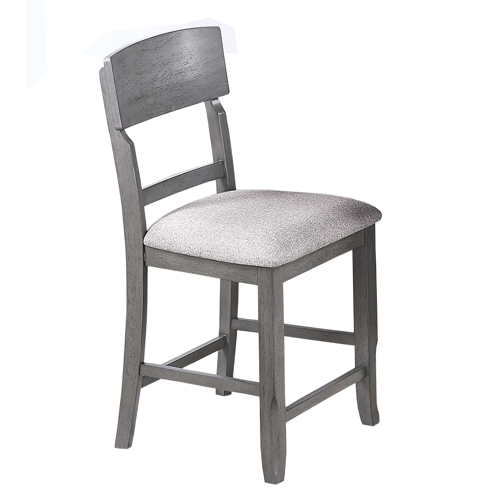 7 Piece Counter Height Dining Set With Storage Shelves, Table & 6 High Chairs - Gray