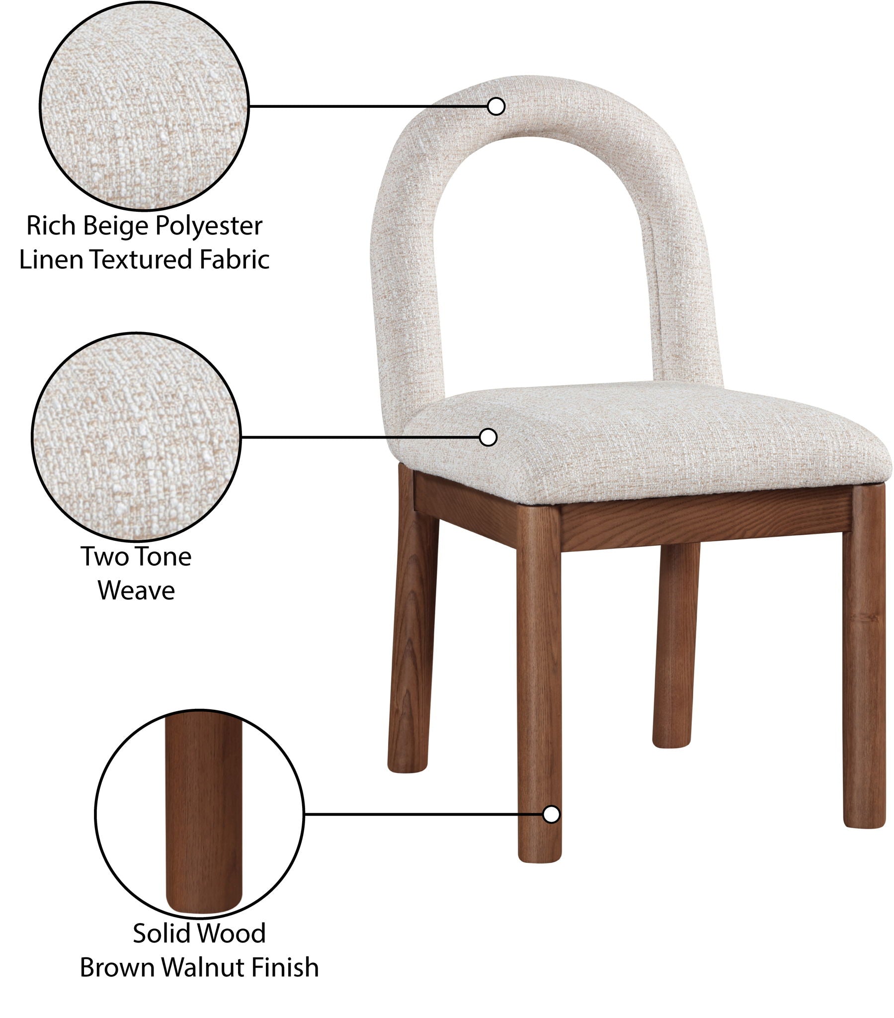 Conrad - Linen Dining Chair With Brown Legs