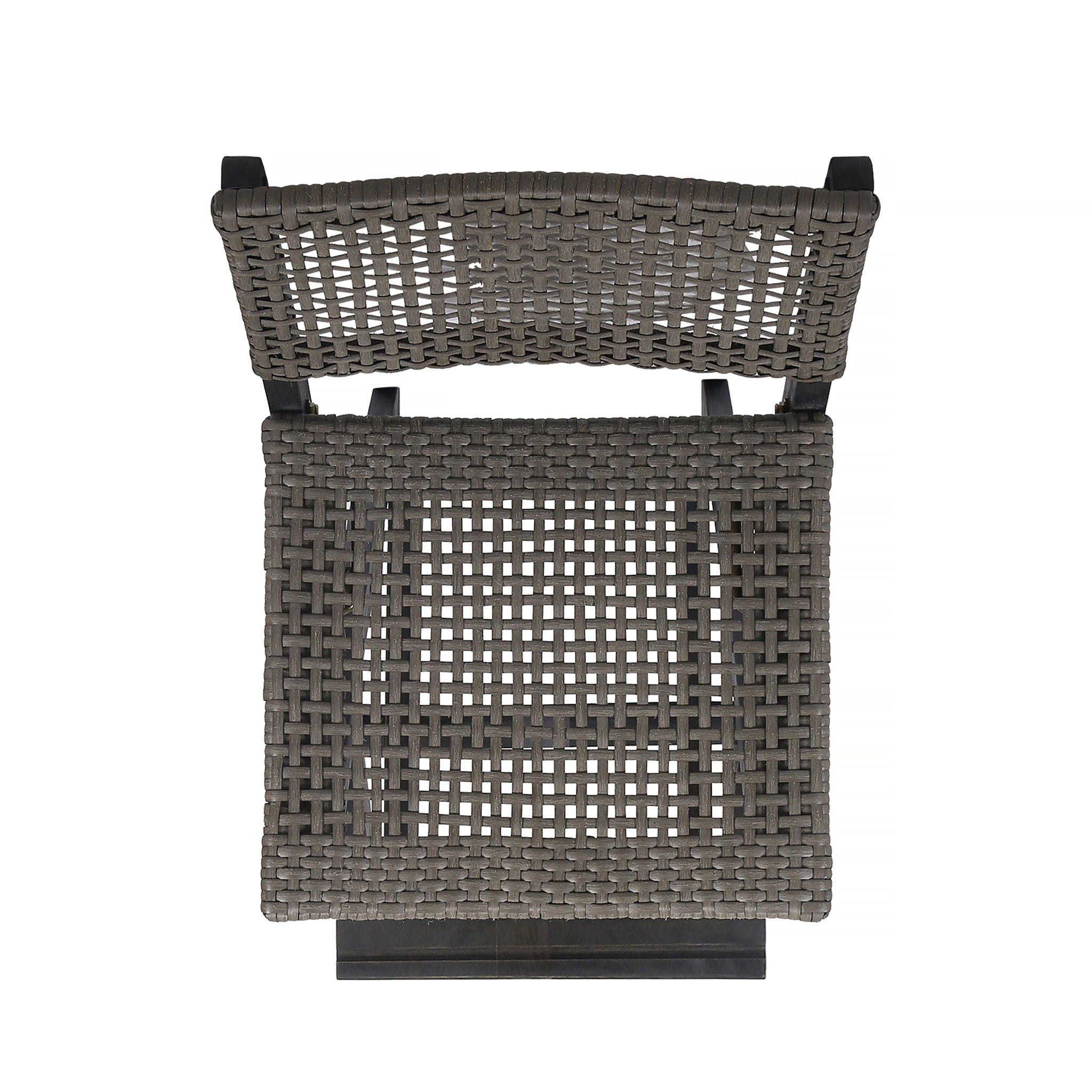 Outdoor Folding Acacia Wood Barstools With Rattan Backrest And Seat, (Set of 2) - Dark Gray
