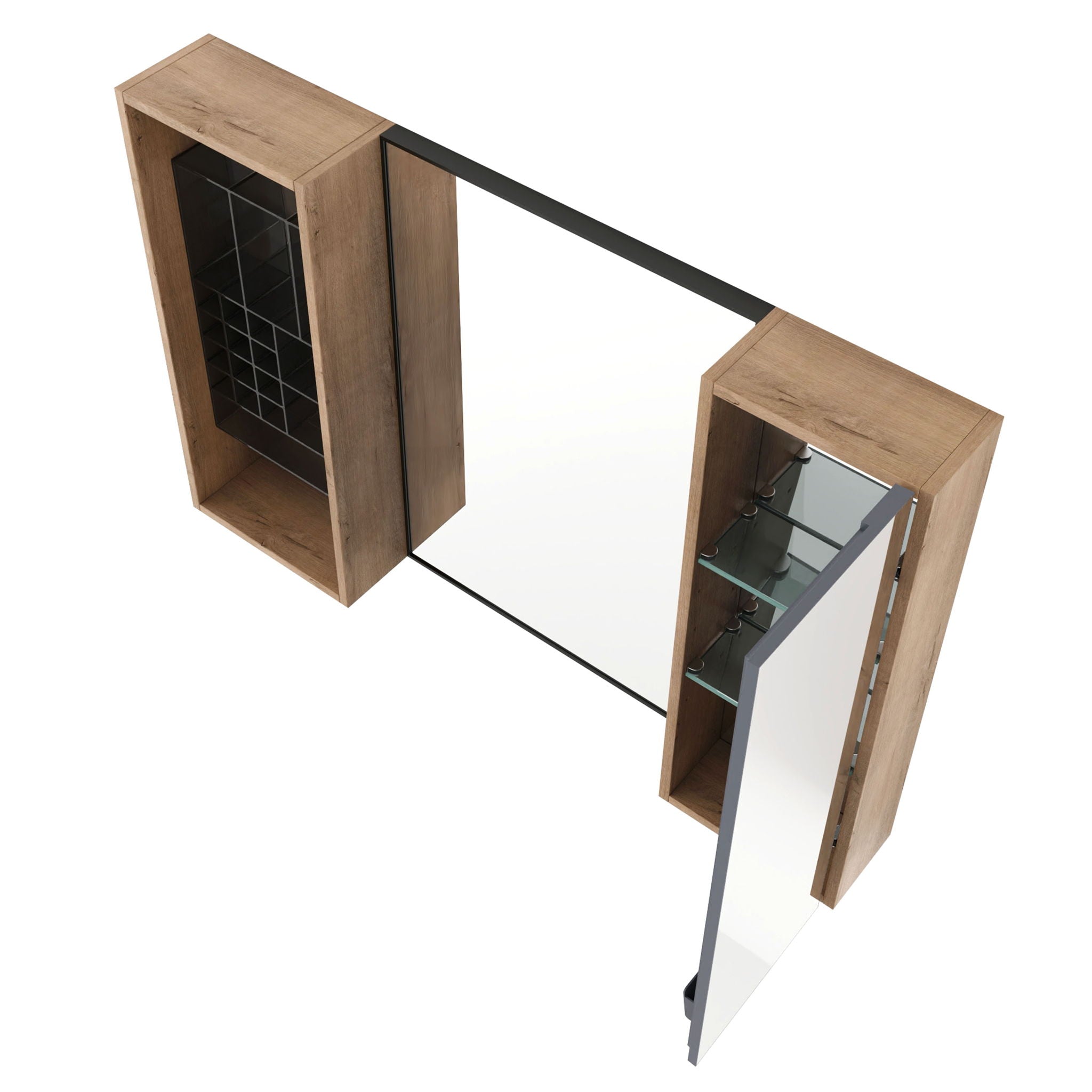 41.3" Wall Mounted Bathroom Cabinet With Adjustable Shelves Storage Unit - Imitative Oak