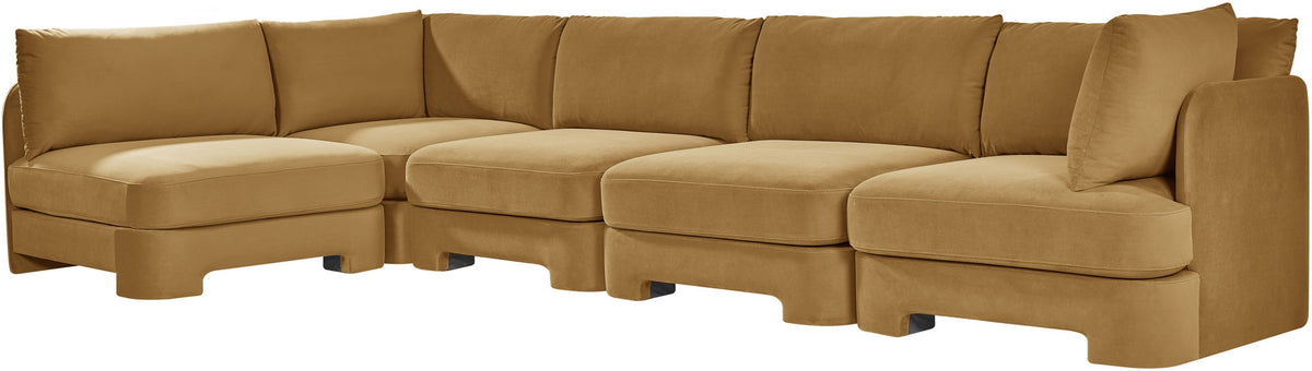 Hammond - Velvet Performance Fabric Upholstered 5 Piece L-Shaped Sectional