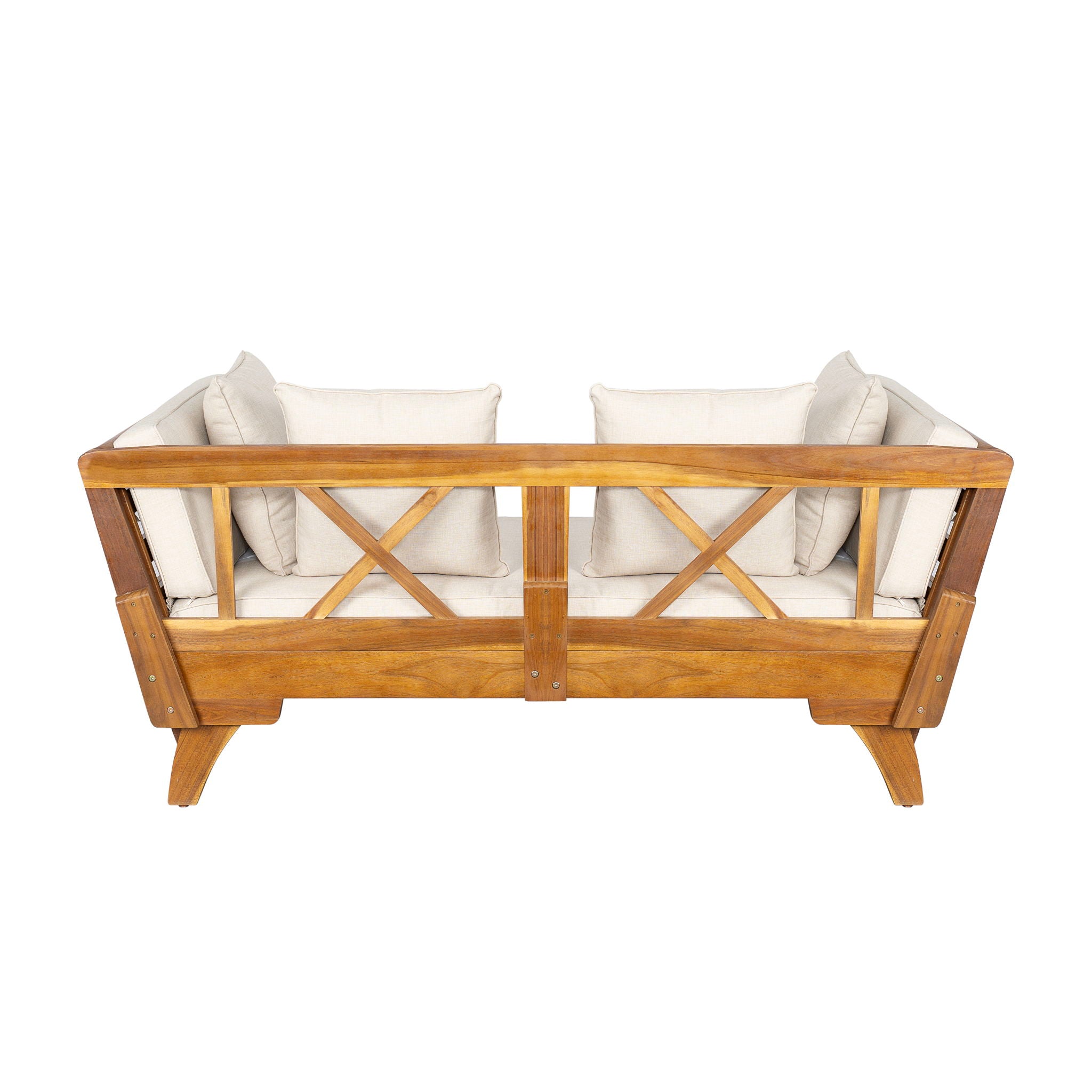 Outdoor Patio Daybed Sofa, 3 Seat Sofa With Foldable Arm 4 Back Pillows