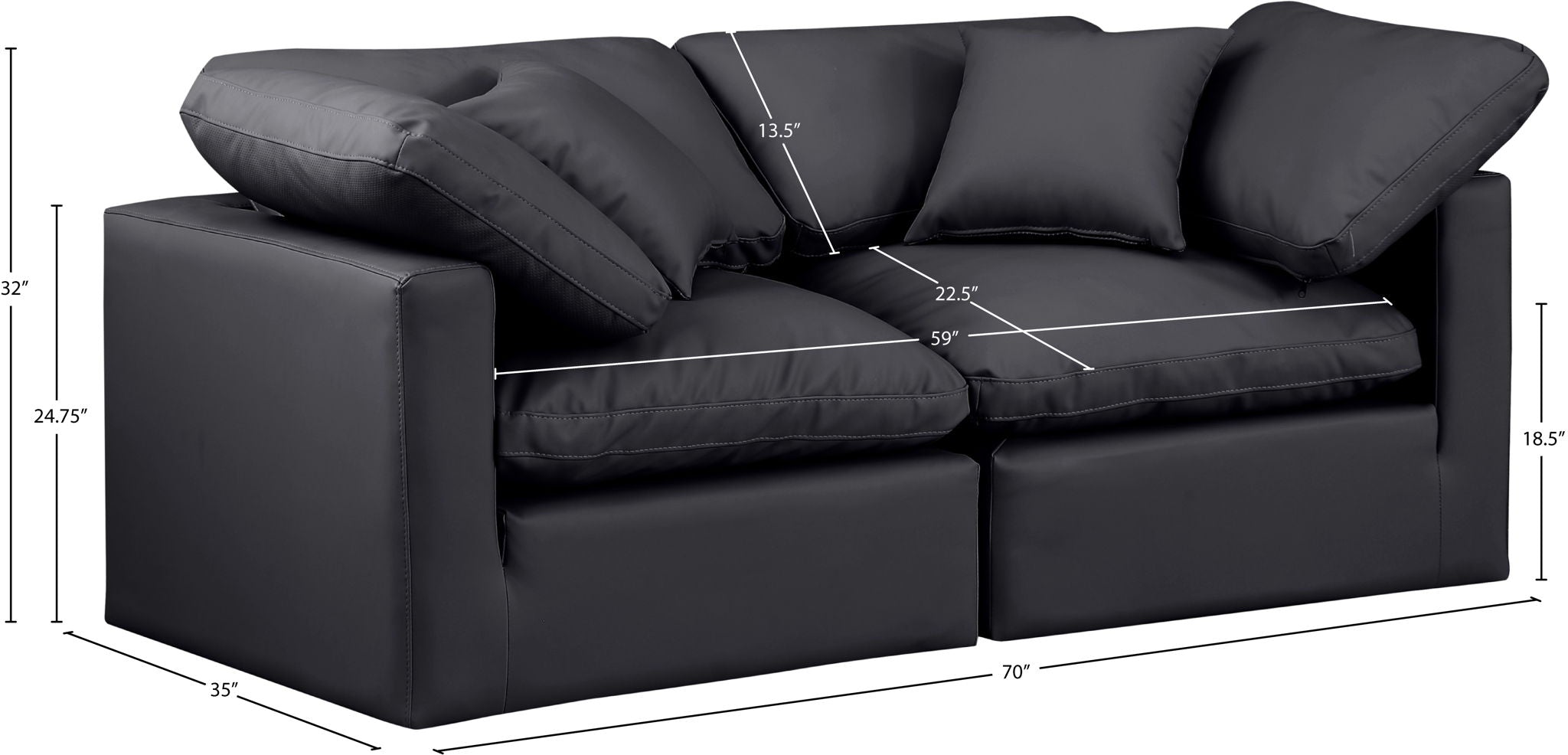 Indulge - Faux Leather 2 Seat Modular Sofa