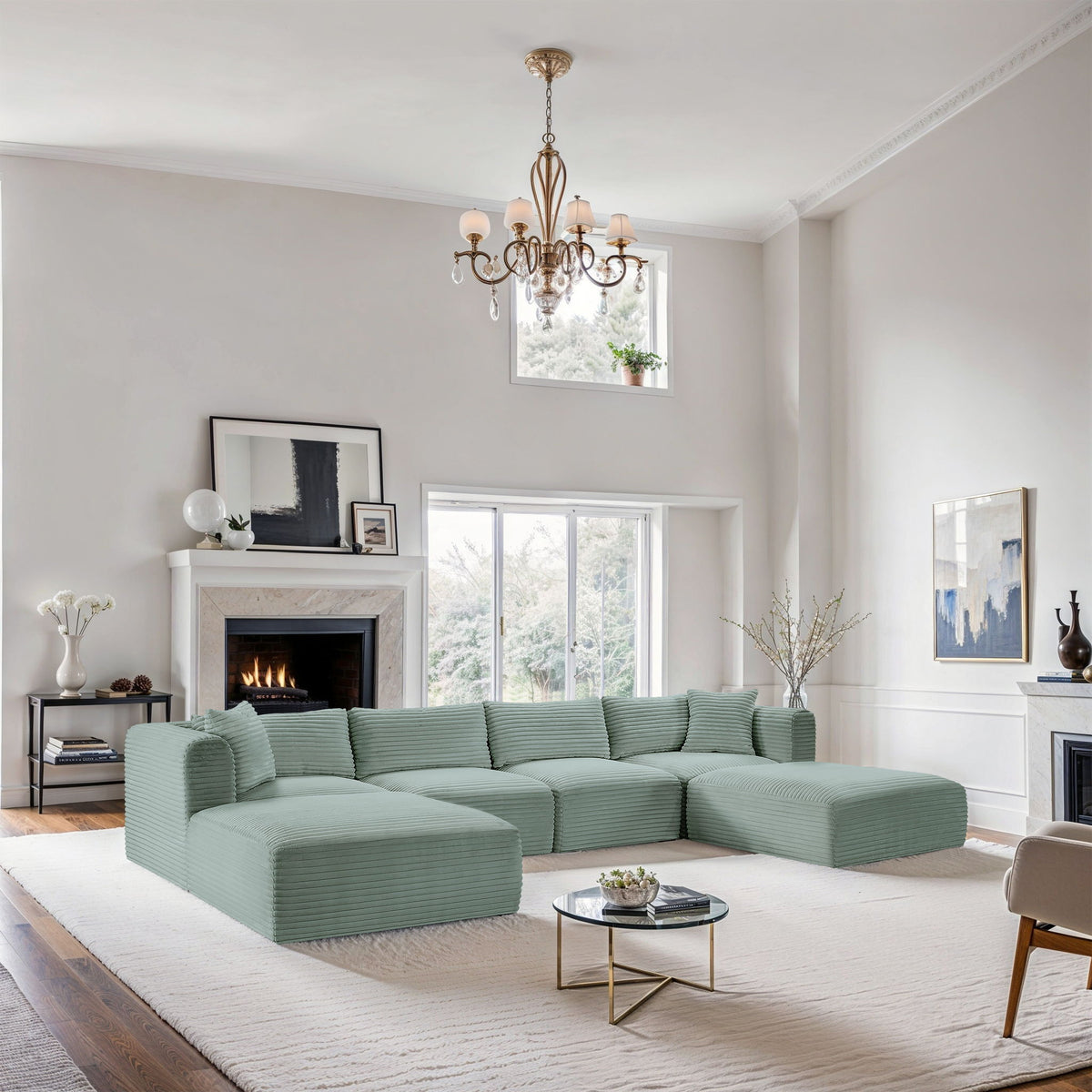 Shaggy - 6 Piece Modular Sectional With 2 Ottomans