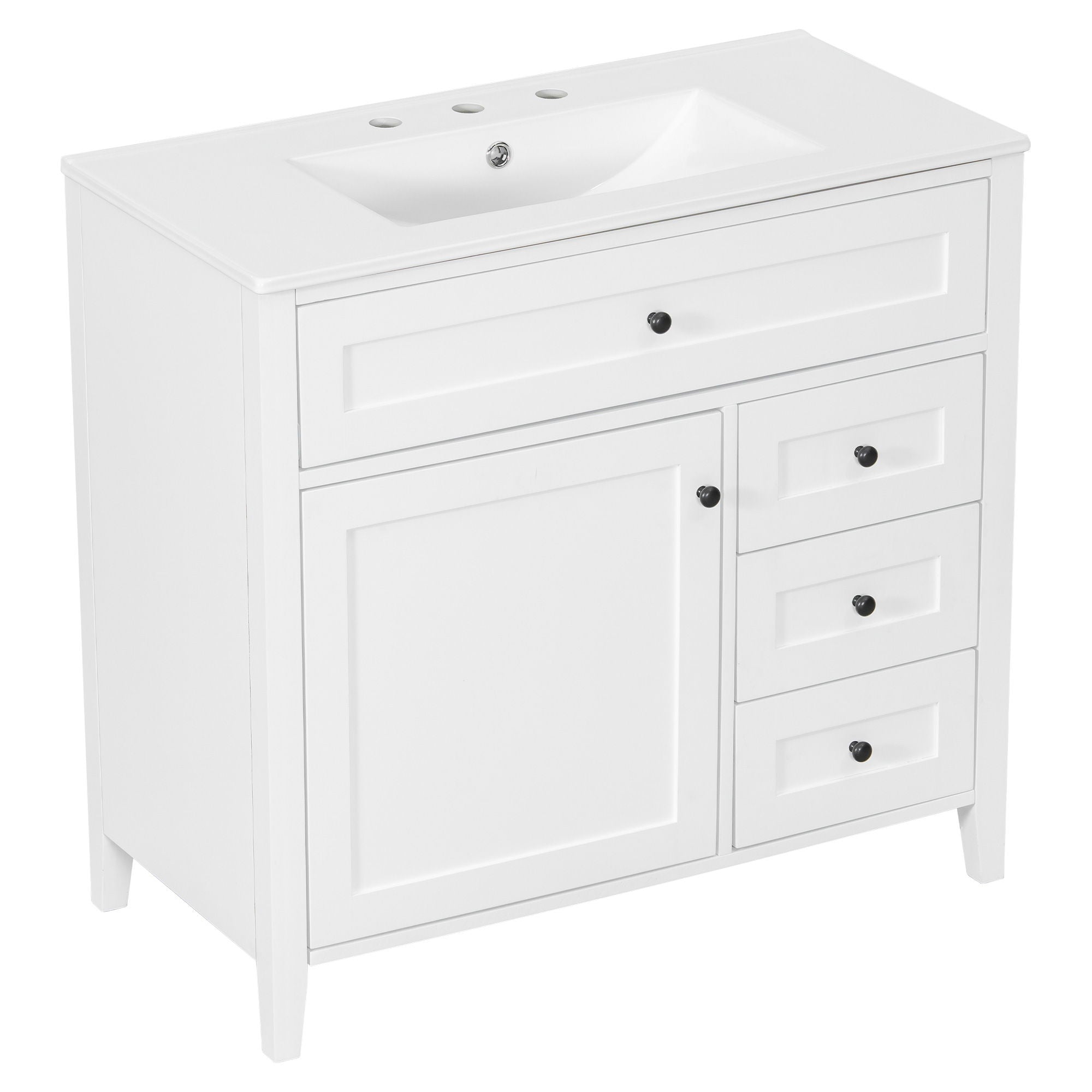 Bathroom Vanity With Sink, Cabinet With 3 Drawers And Adjustable Shelf