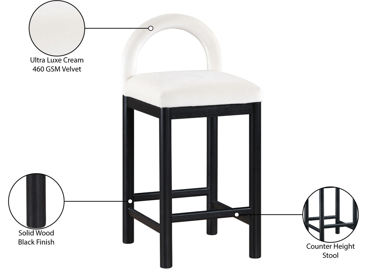 Conrad - Velvet Counter Stool With Black Legs
