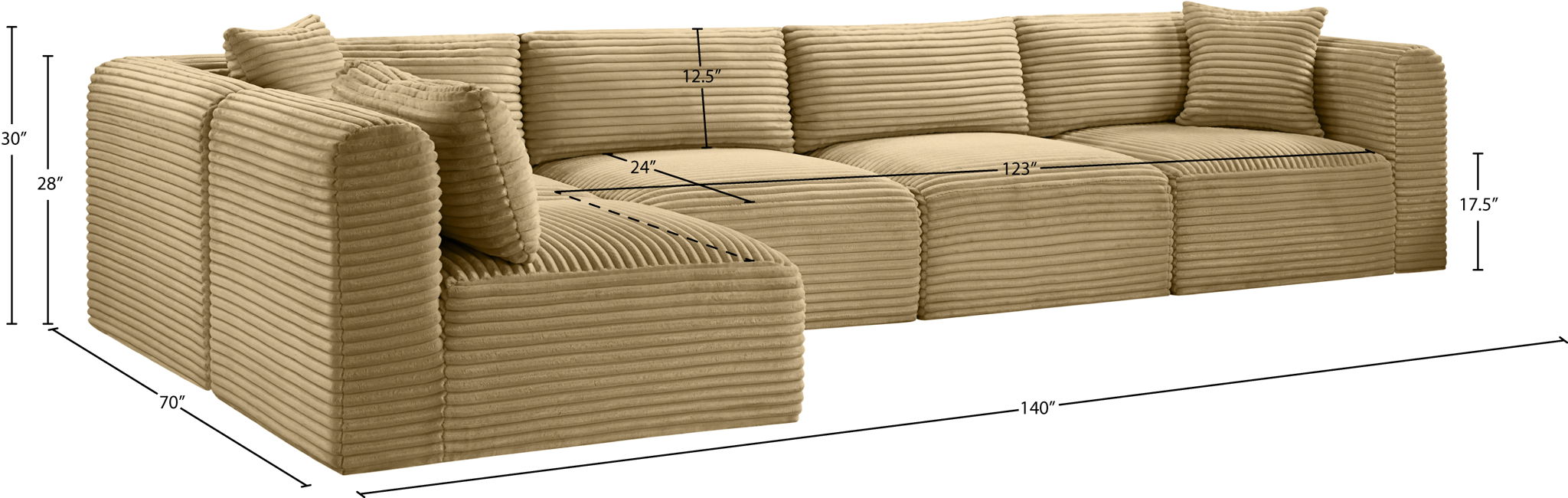 Shaggy - 5 Piece Modular Sectional