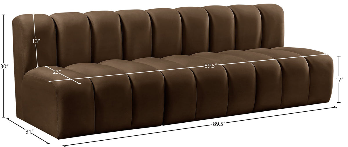 Arc - Velvet 4 Piece Modular Straight Sofa - Brown