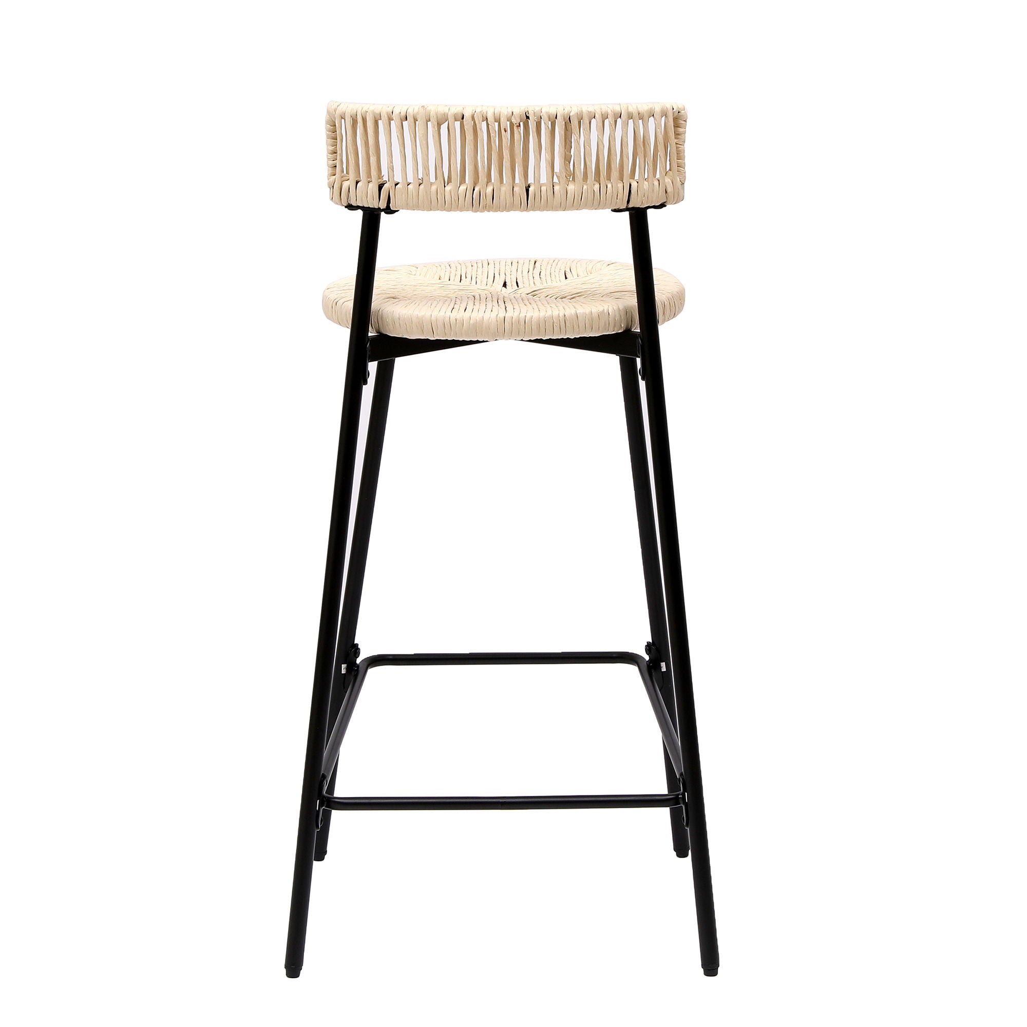 Boho Style Handwoven Paper Rope Counter Stools (Set of 2)