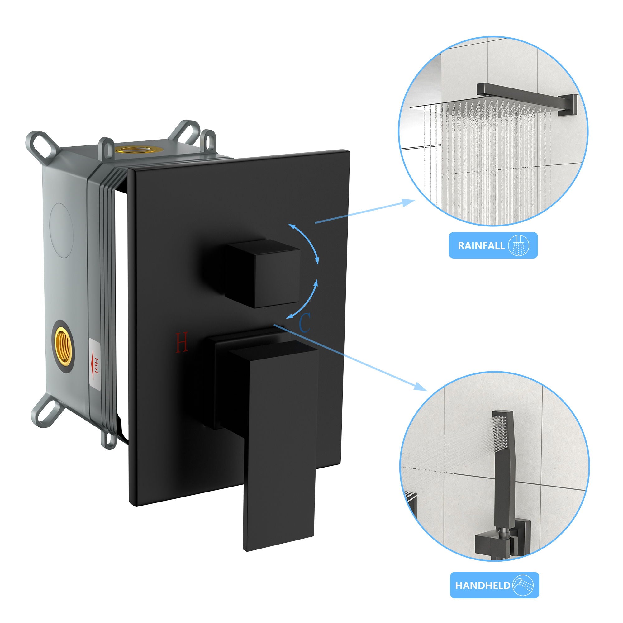 Modern Shower System With Adjustable Slide Bar, Stainless Steel And Brass Construction