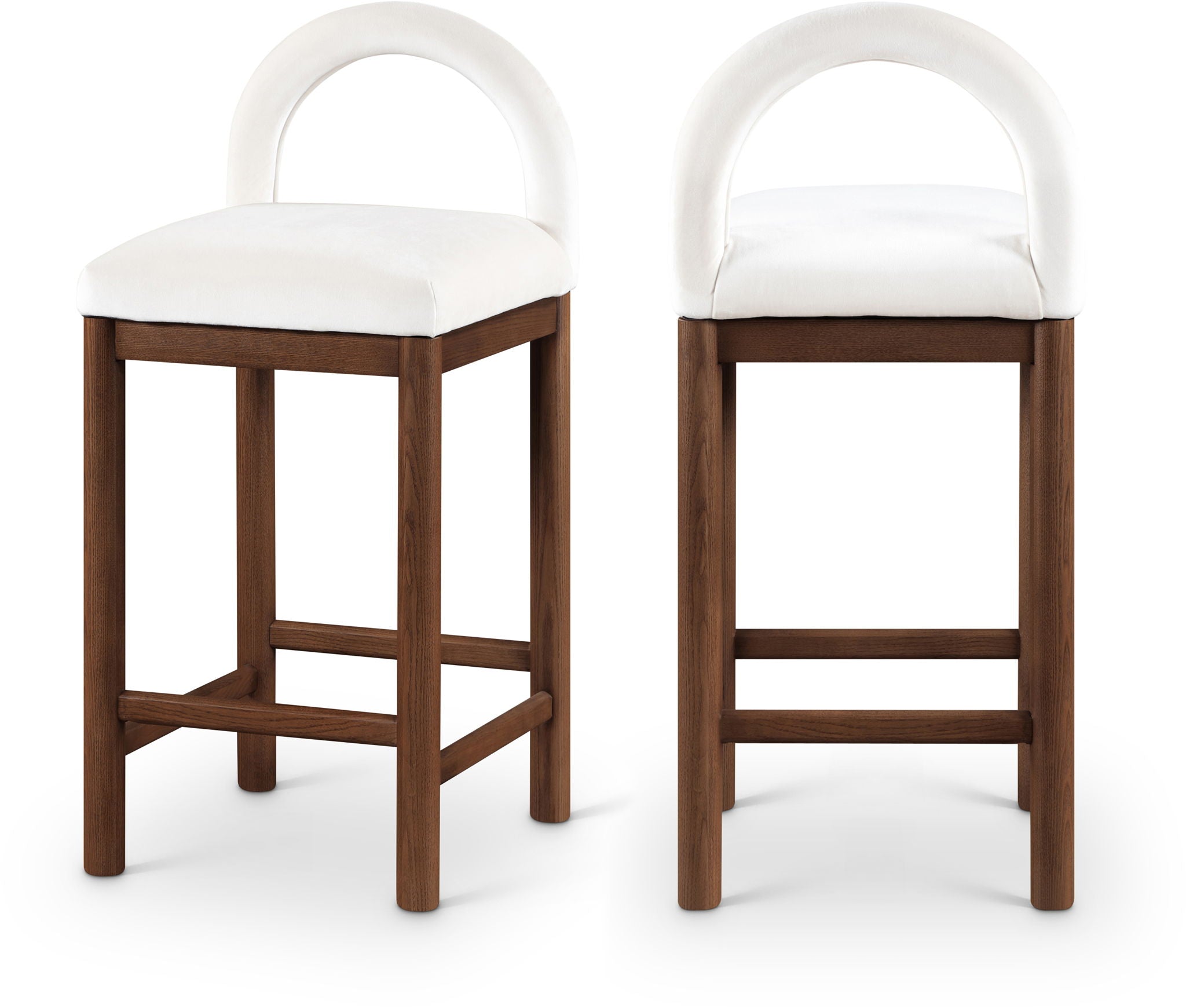 Conrad - Velvet Counter Stool With Brown Legs