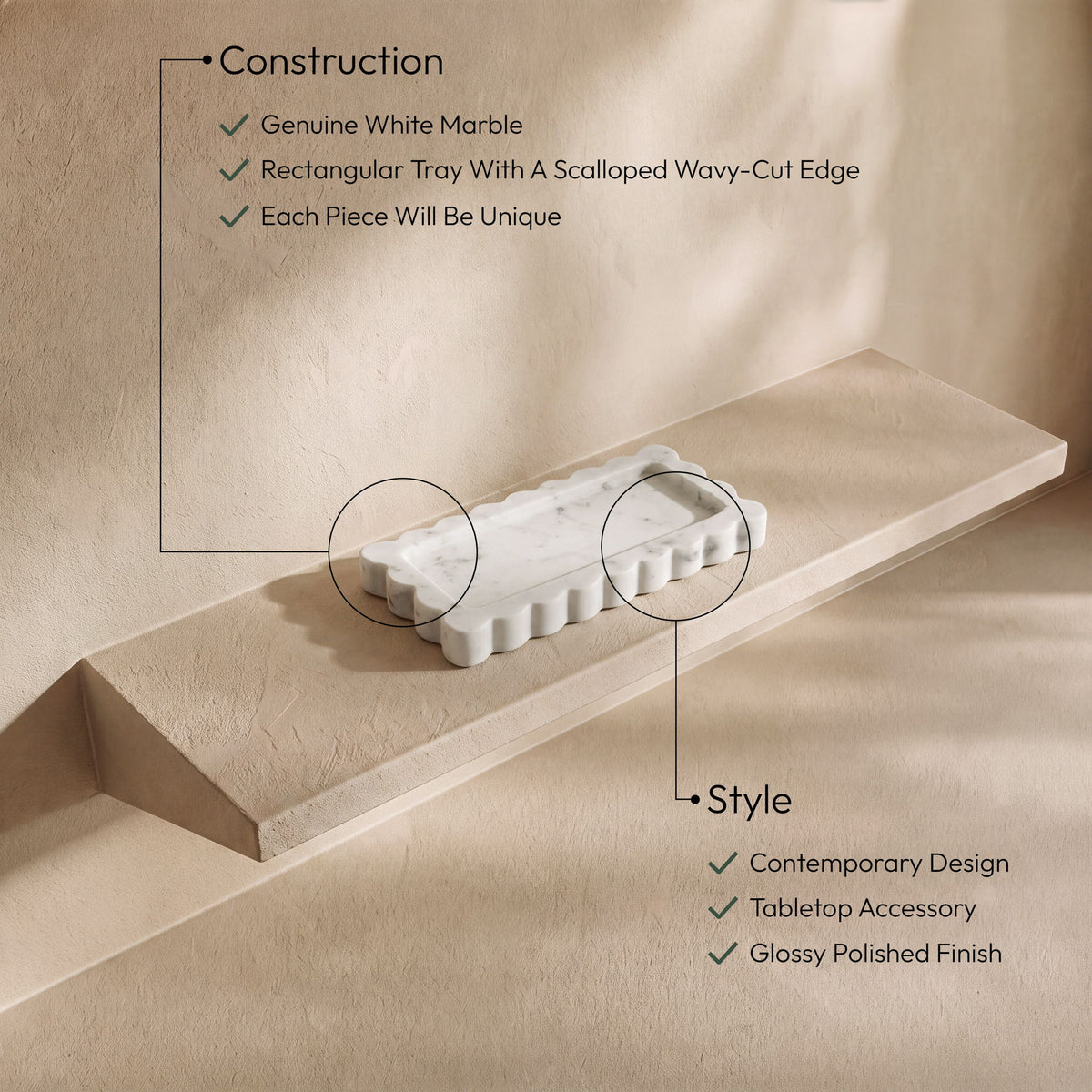Josie - Genuine Marble Tray