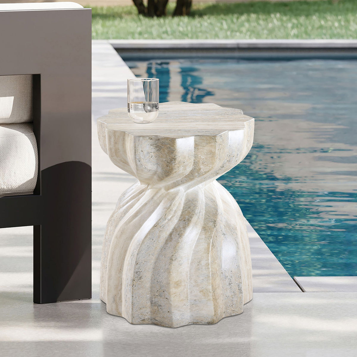 Caserta - Concrete End Table - Travertine