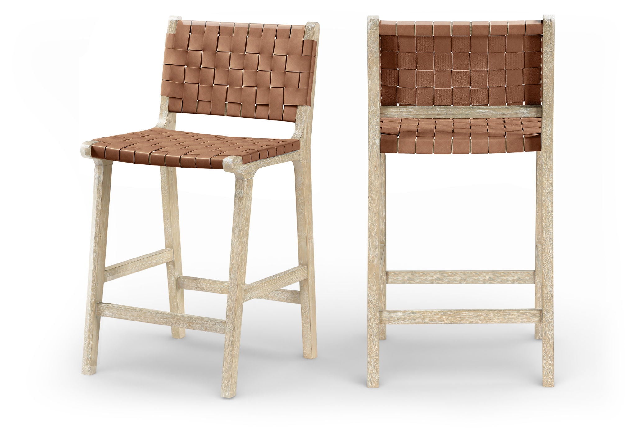 Entwine - Vegan Leather Upholstered Counter Stool - Painted Natural