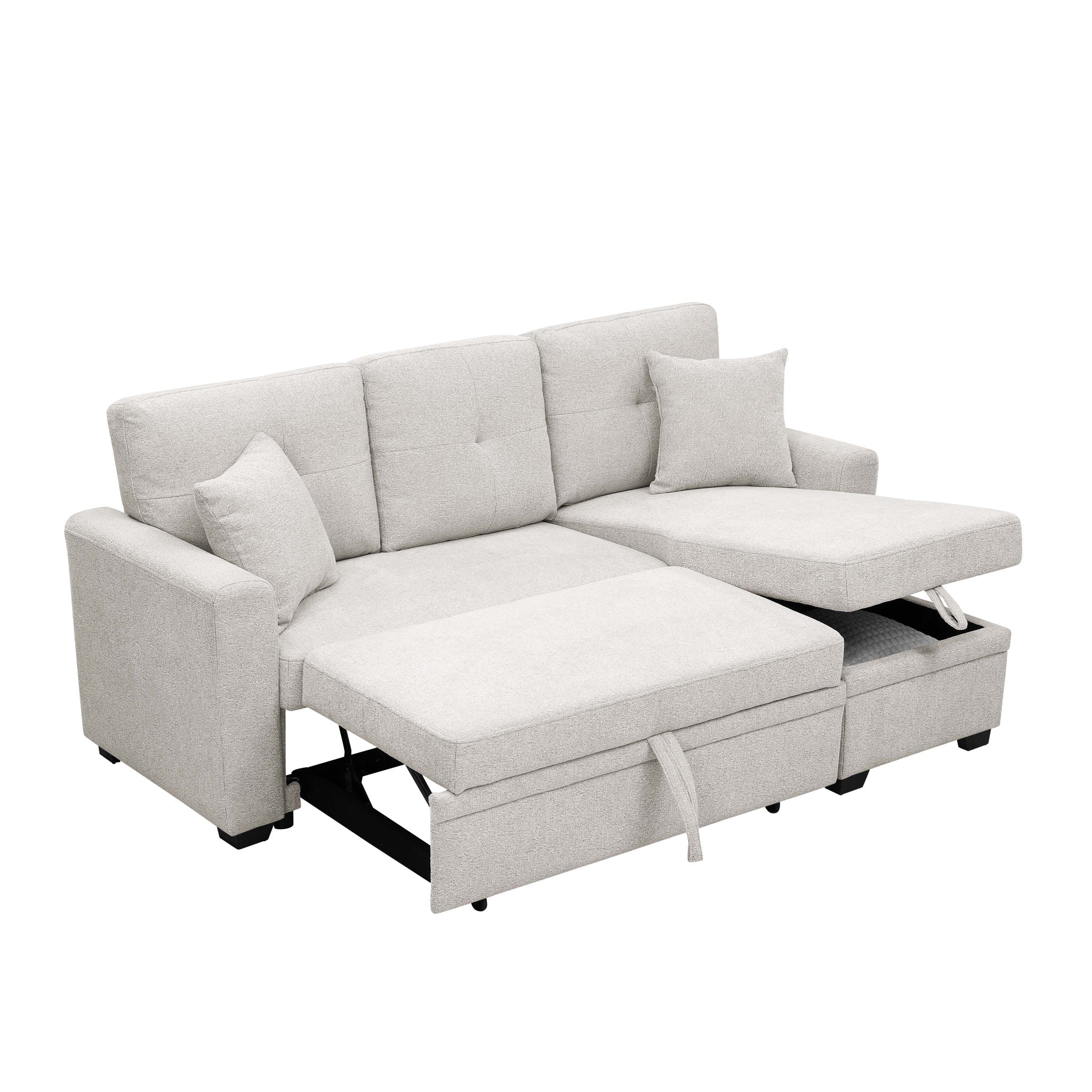 Upholstered Sectional With Pull Out Bed And Chaise Storage