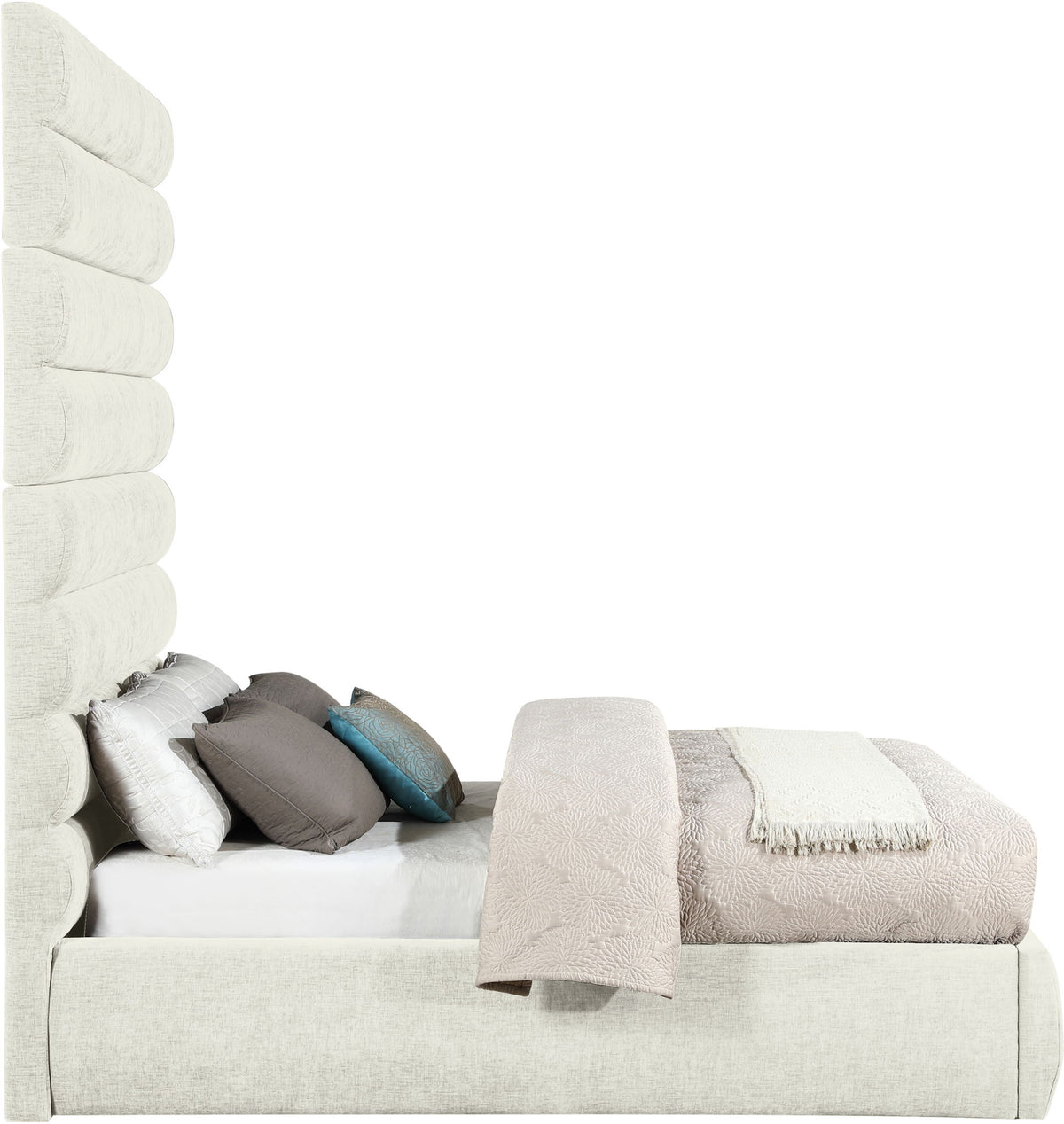 Adam - Chenille Fabric Bed With 89" Headboard