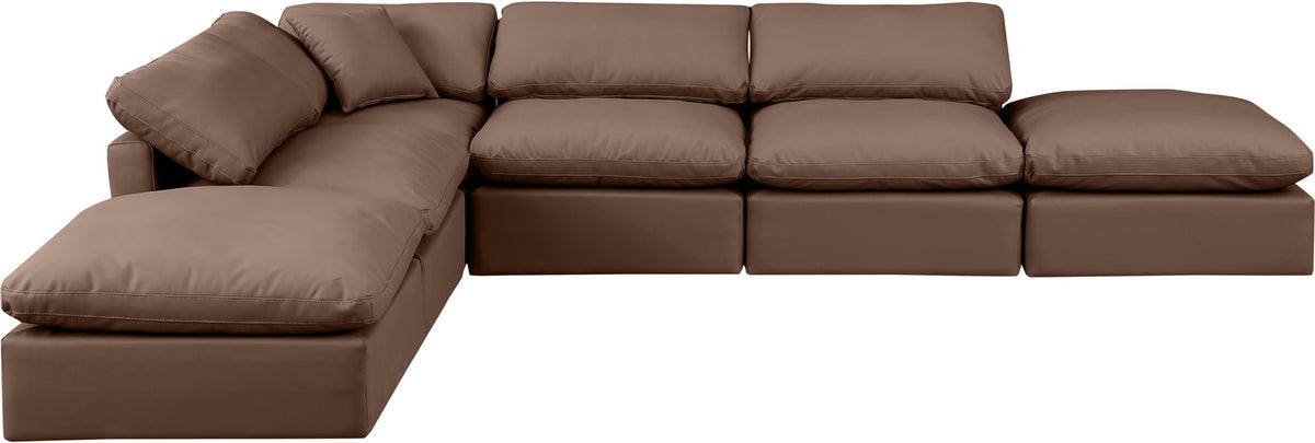 Indulge - Faux Leather 6 Piece Modular Armless Sectional