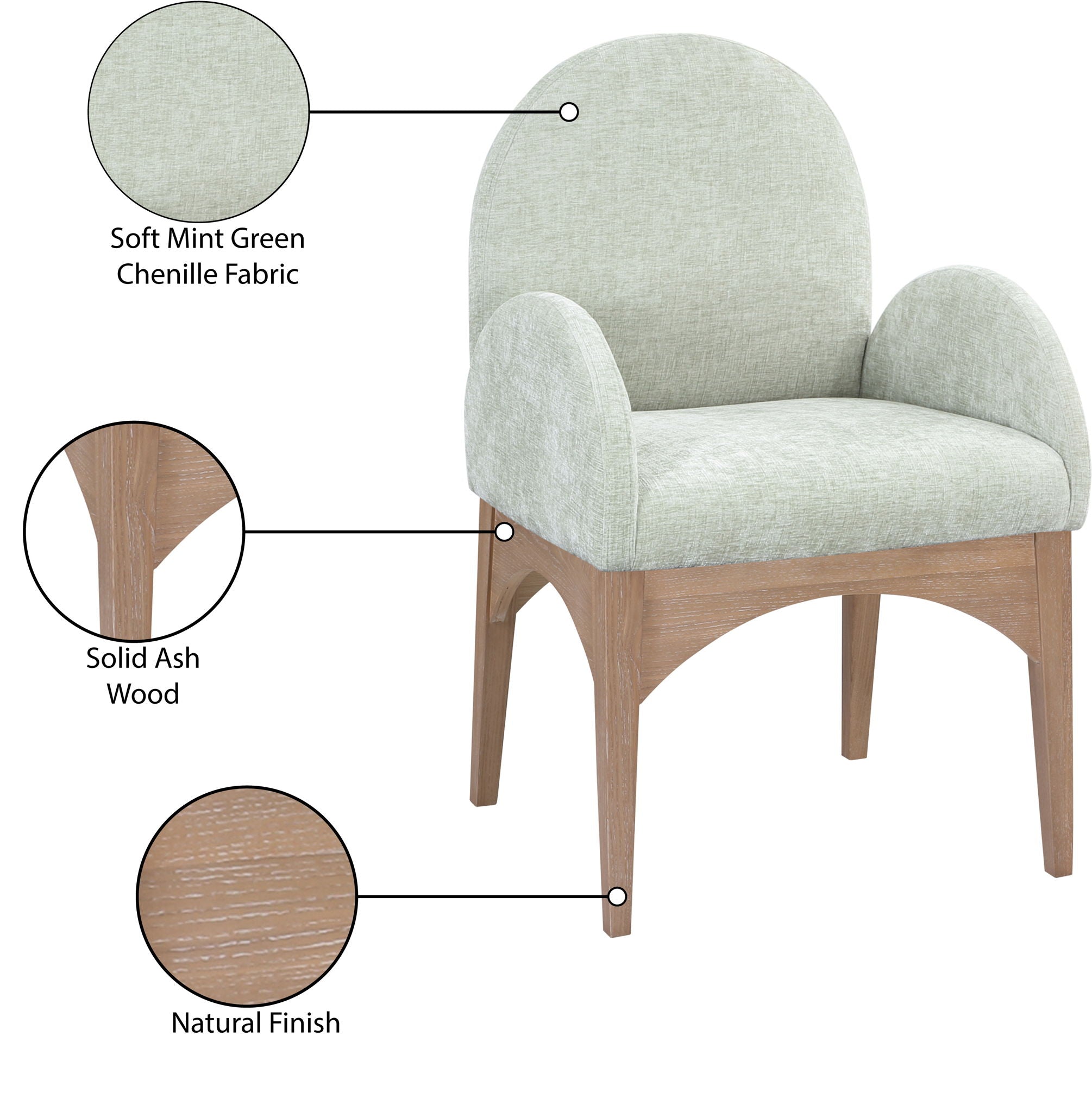 Waldorf - Chenille Dining Arm Chair With Natural Legs