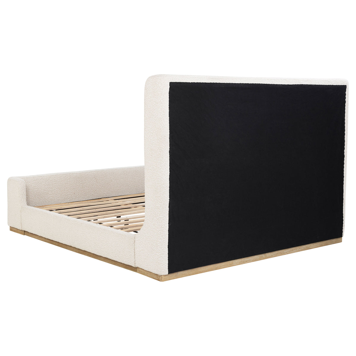 Nala Eastern King Boucle Platform Bed in Cream